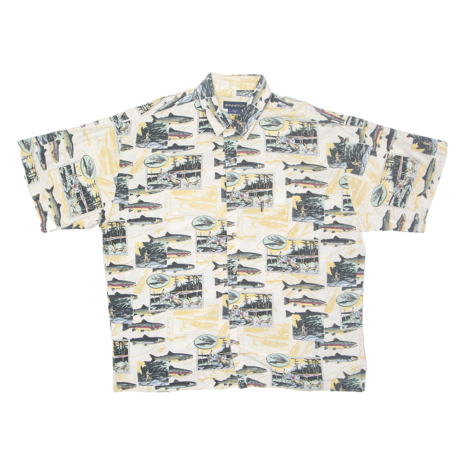 SPORTIF Mens Shirt White Crazy Pattern XL Refurbished - N/A refurbished available on Cerqular