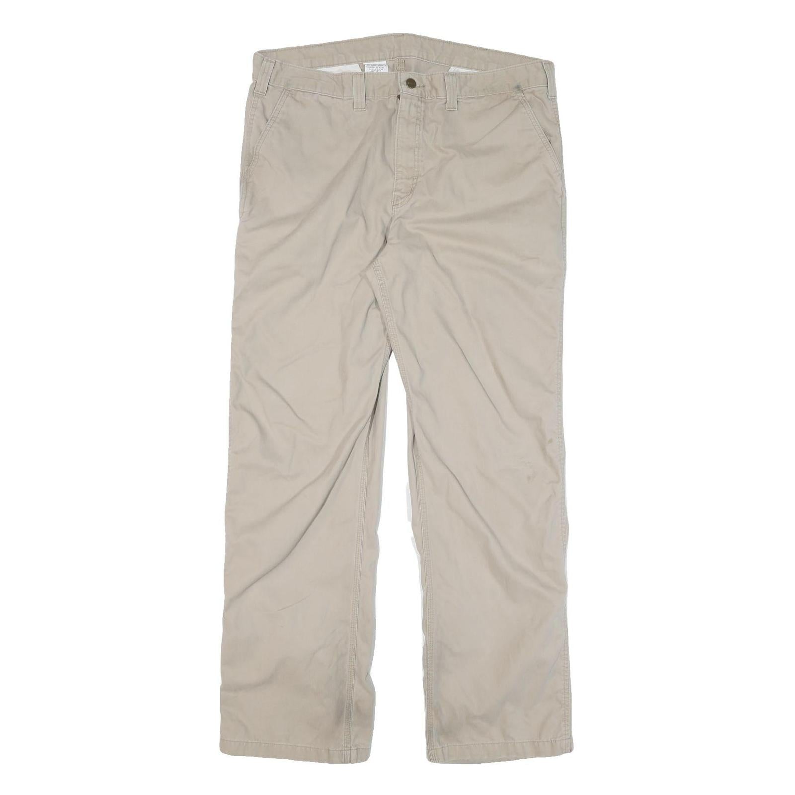 CARHARTT Mens Cotton Blend Beige Relaxed Straight Trousers W40 L34 Casual Refurbished - N/A refurbished available on Cerqular