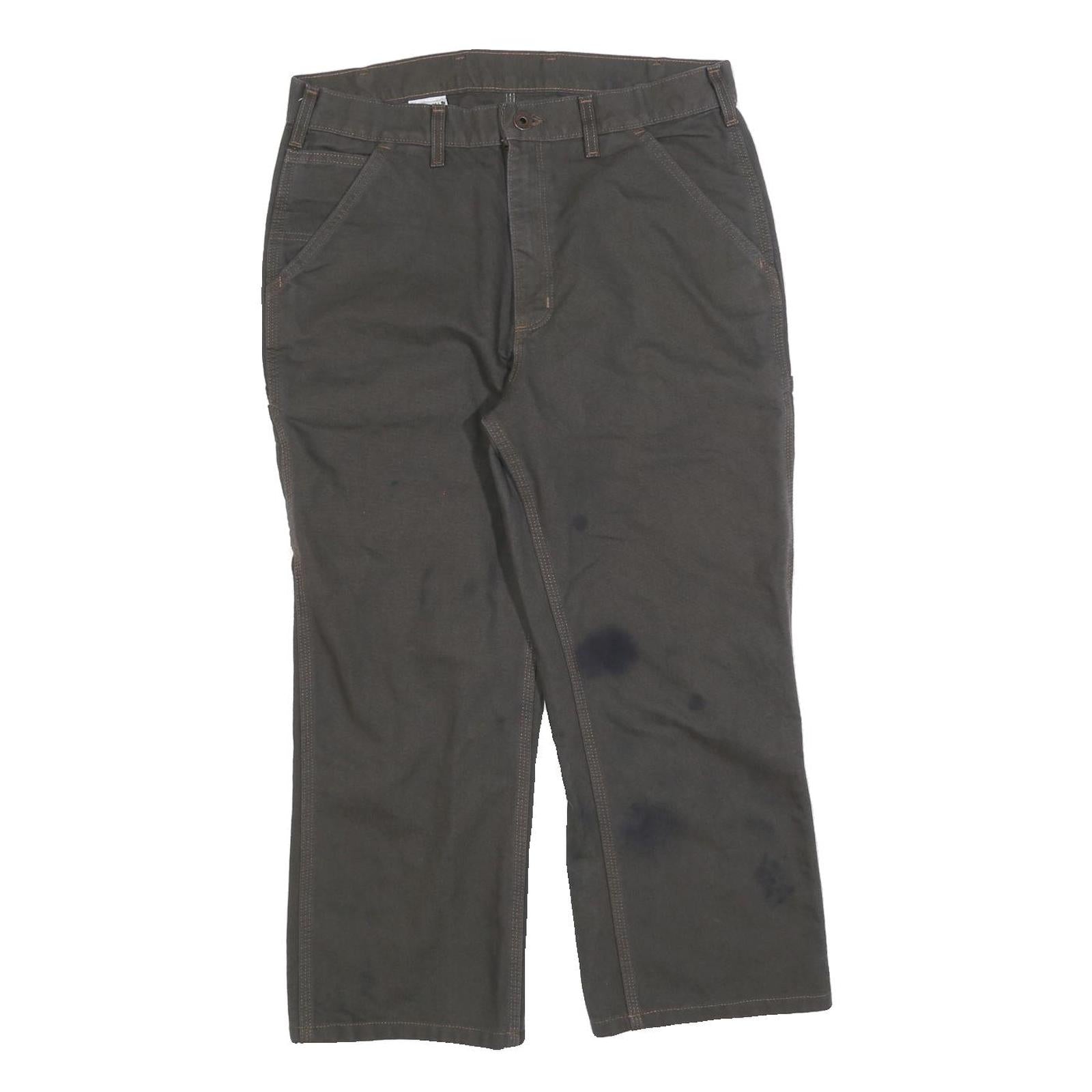 CARHARTT Mens Canvas Cotton Blend Grey Workwear Regular Fit Straight Trousers Refurbished - N/A refurbished available on Cerqular