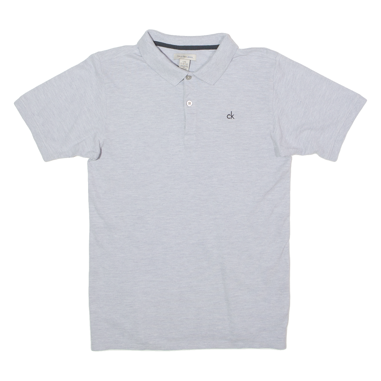 CALVIN KLEIN JEANS Womens Polo Shirt Grey L Refurbished - N/A refurbished available on Cerqular