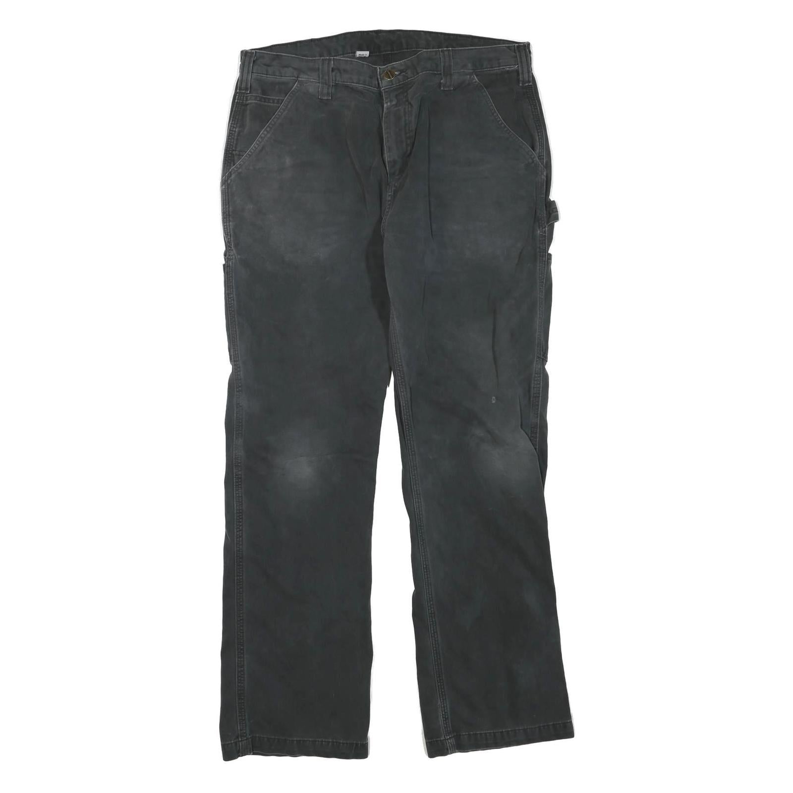 CARHARTT Mens Black Cotton Blend Regular Fit Straight Leg Trousers W36 L32 Refurbished - N/A refurbished available on Cerqular