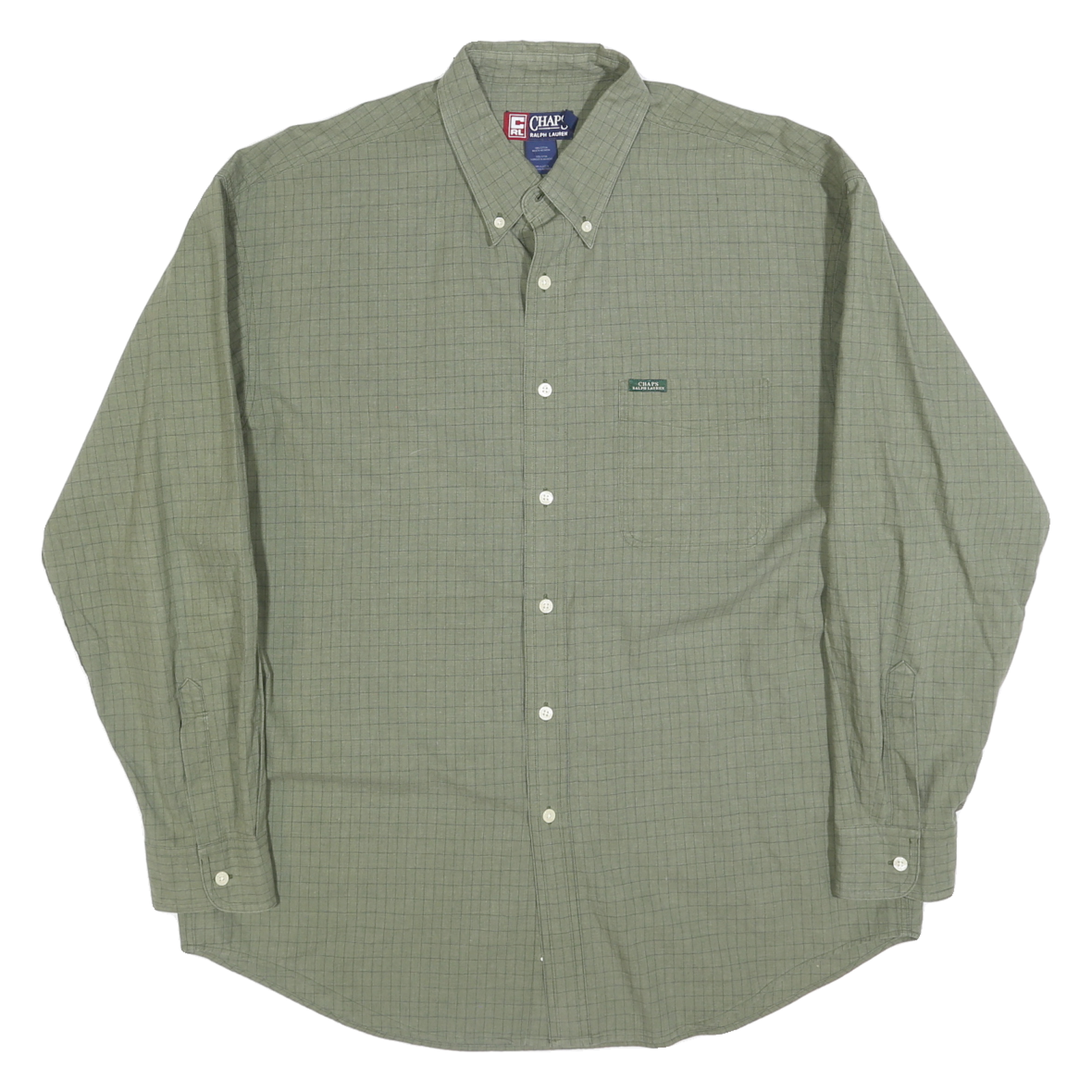 CHAPS RALPH LAUREN Mens Green Check Shirt XL Button-Down Collar Long Sleeve Refurbished - N/A refurbished available on Cerqular