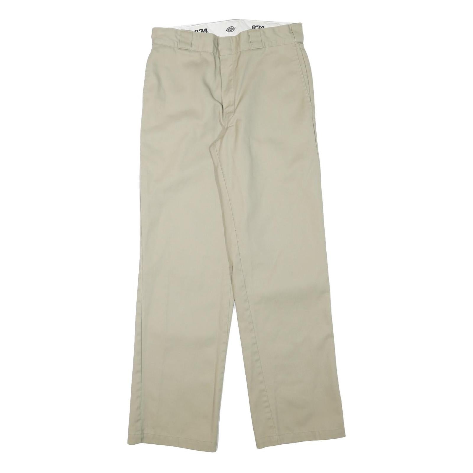 DICKIES Mens Beige Regular Fit Straight Leg Trousers W29 L30 Cotton Blend Zip Refurbished - N/A refurbished available on Cerqular
