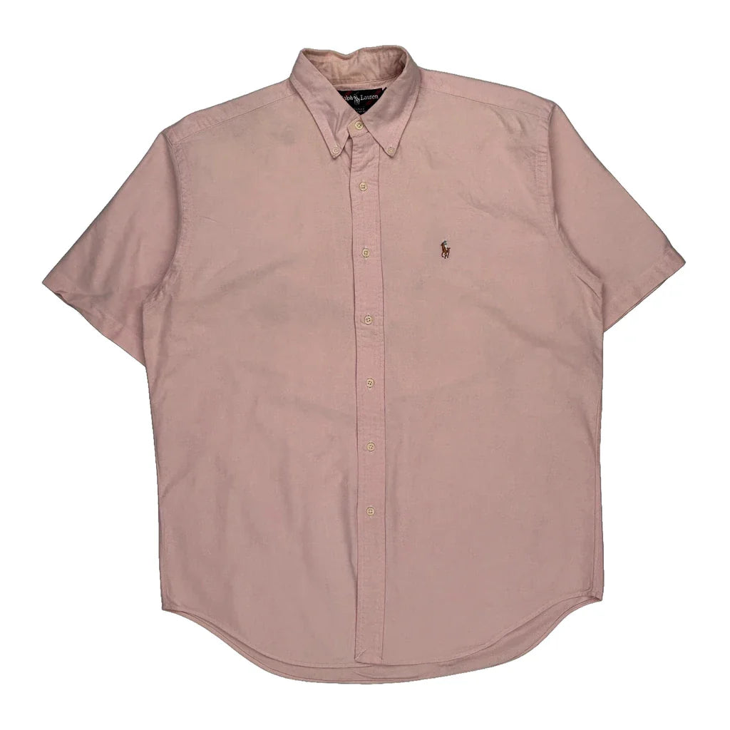 Ralph Lauren Short Sleeve Shirt - Medium Pink Cotton Refurbished - Thrifted (note: this is a term often used to describe second- refurbished available on Cerqular