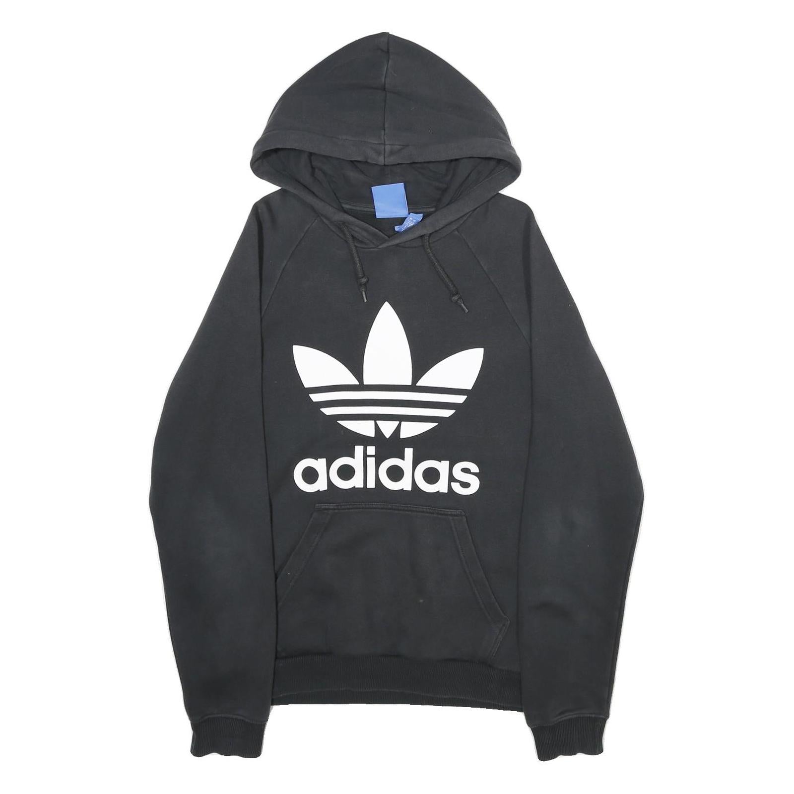 ADIDAS Mens Black Hoodie S Cotton Blend Pullover Spellout Logo Sweatshirt Refurbished - N/A refurbished available on Cerqular