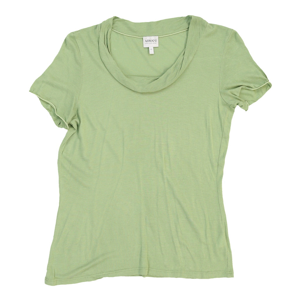 Buy Collezioni Armani T-Shirt - Medium Green Viscose Blend | Size: medium Refurbished - $32.02 Collezioni Armani T-Shirt - Medium Green Viscose Blend | Size: medium Refurbished - N/A (Preloved Designer is not a specific brand, it refurbished available on Cerqular