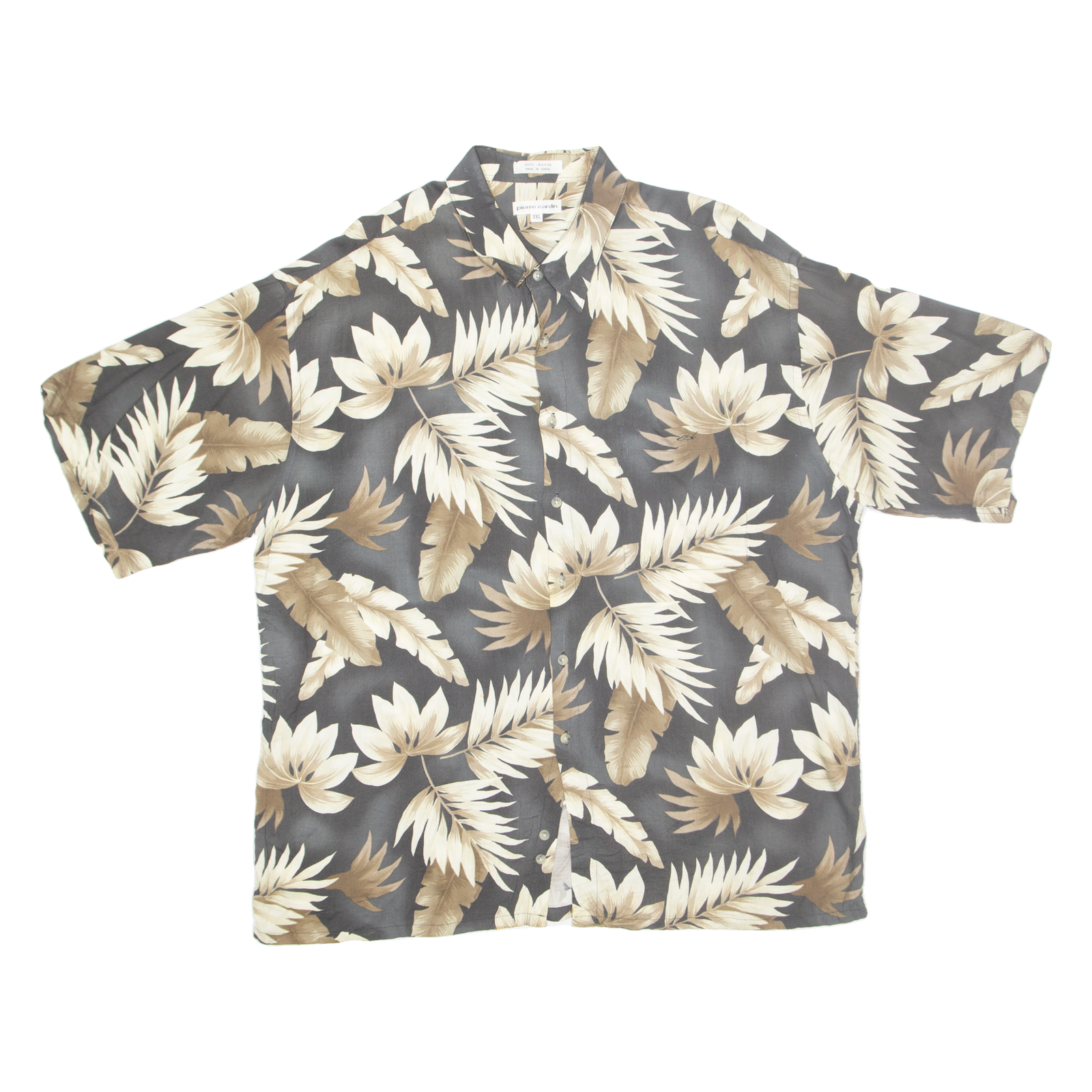 PIERRE CARDIN Mens Hawaiian Shirt Brown Floral 2XL Refurbished - N/A refurbished available on Cerqular