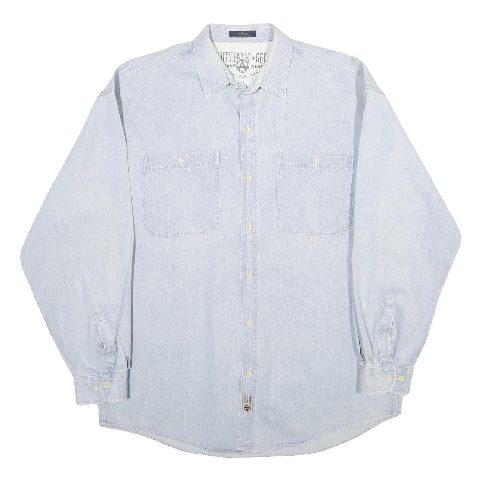 AUTHENTIC GFC Mens Light Blue Cotton Shirt 2XL Button Down Casual Lightweight Refurbished - N/A refurbished available on Cerqular