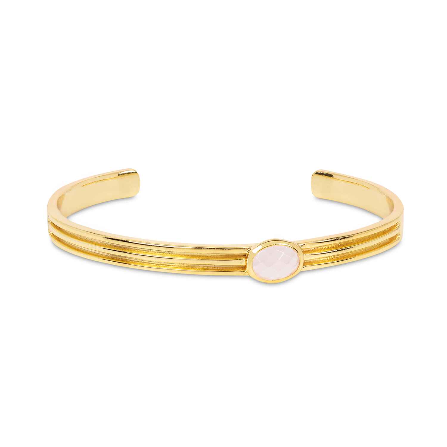 Athena Gold Cuff Bracelet With Rose Quartz Refurbished - Amadeus (This could refer to multiple things, such as the 1 refurbished available on Cerqular