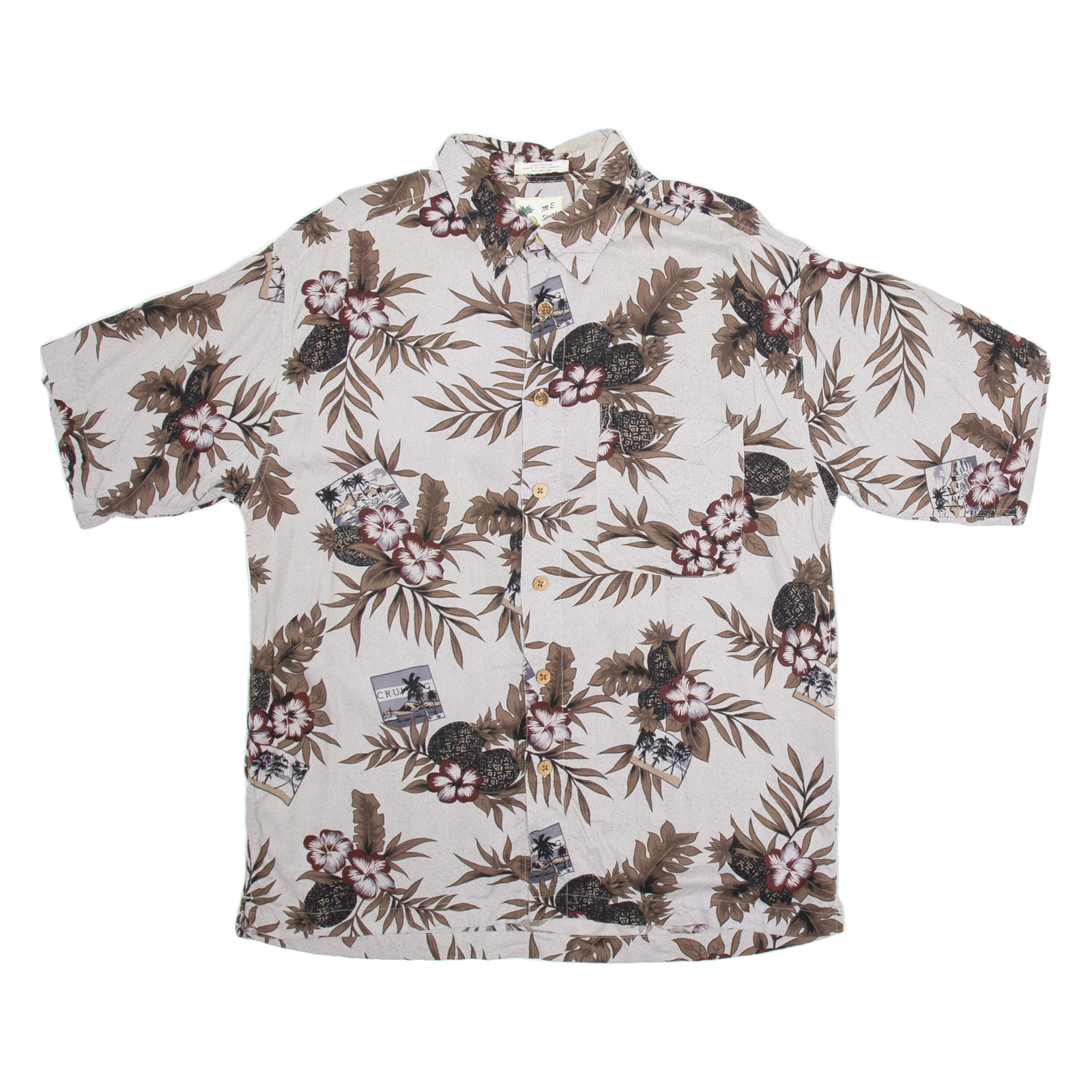 M.E SPORT Mens Hawaiian Shirt Grey Floral XL Refurbished - N/A refurbished available on Cerqular