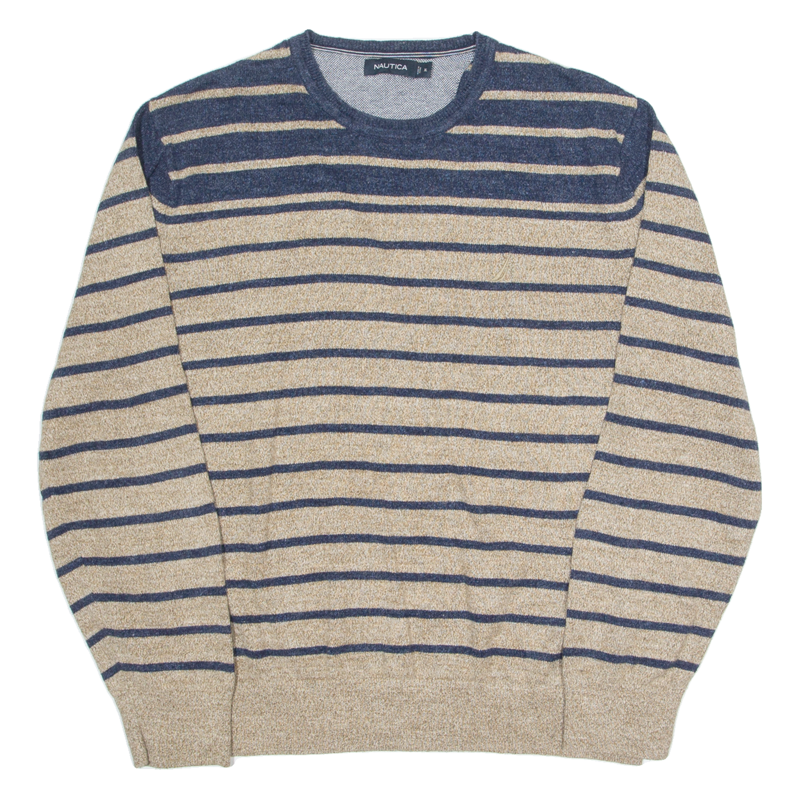 NAUTICA Mens Patterned Jumper Beige Striped Tight Knit XL Refurbished - N/A refurbished available on Cerqular