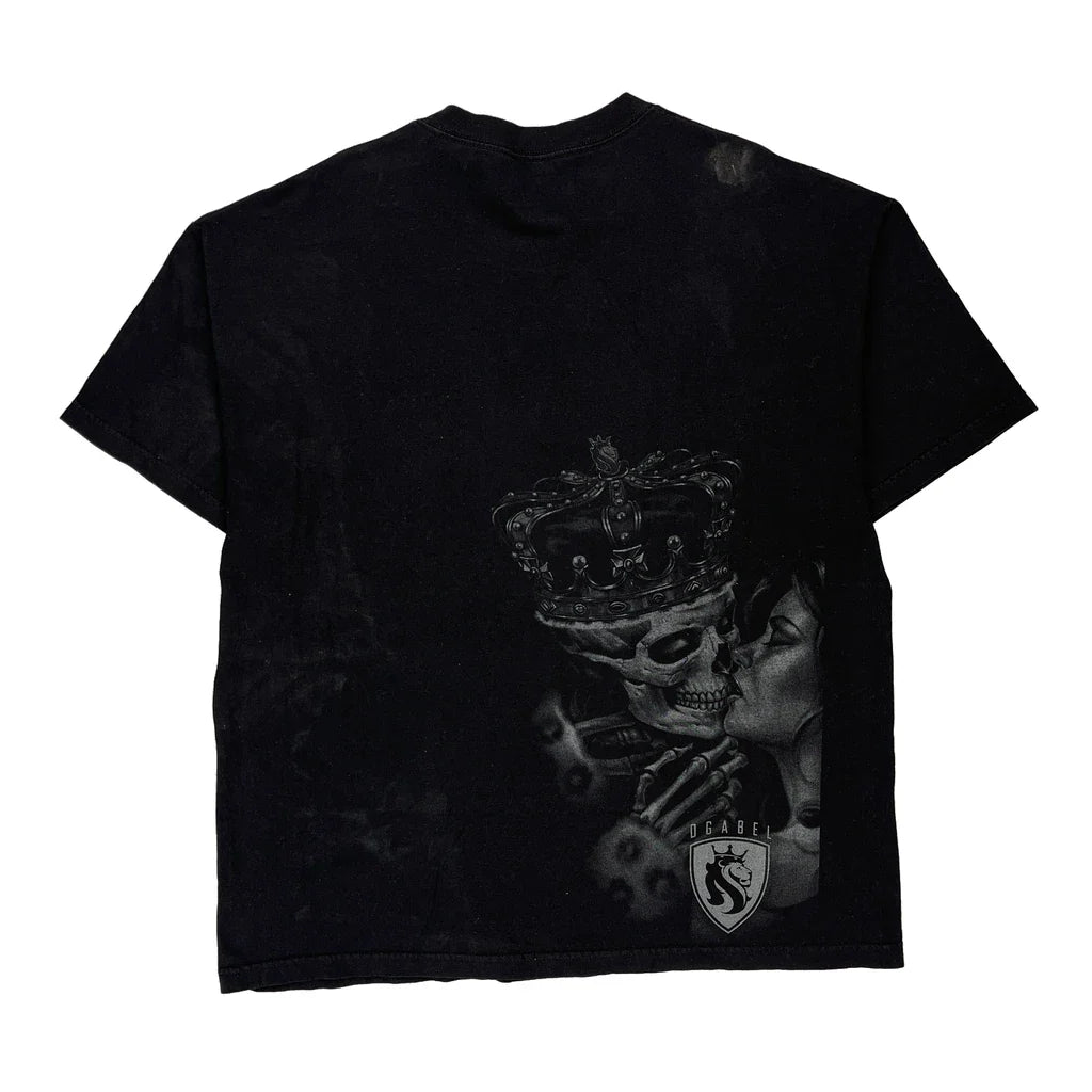 Ogabel Graphic T-Shirt - 2XL Black Cotton Refurbished - Thrifted (note: this is a term often used to describe second- refurbished available on Cerqular