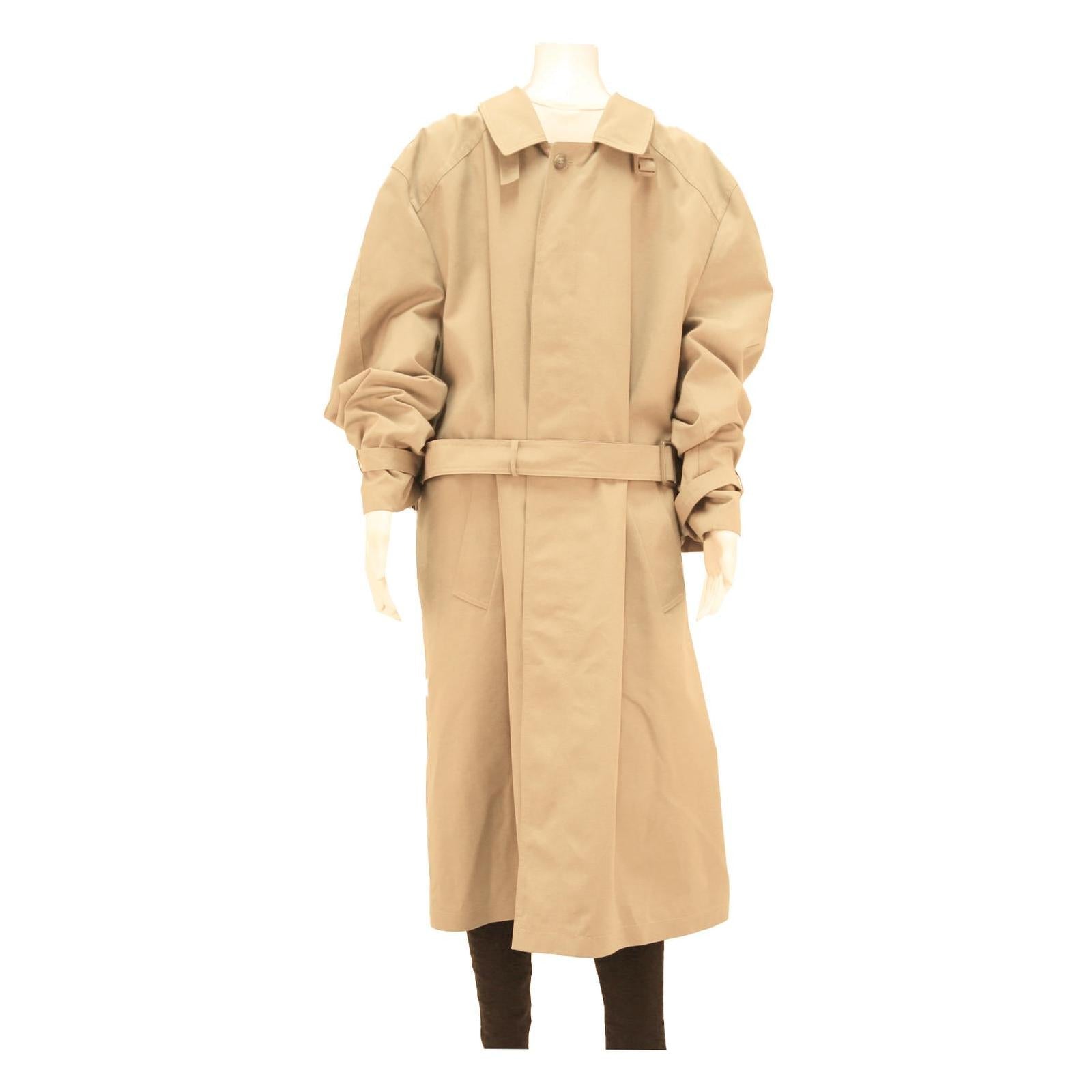Mens Beige Cotton Blend Classic Coat L Button Closure Plain Stylish Lightweight Refurbished - N/A refurbished available on Cerqular