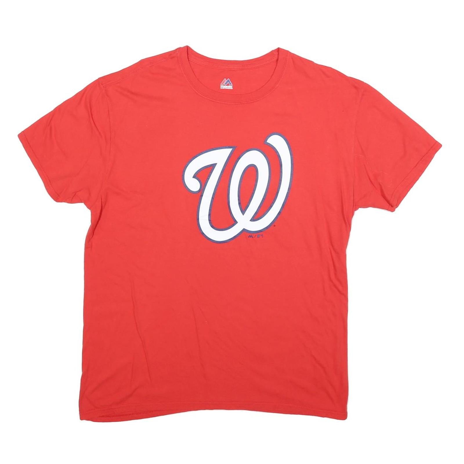 MAJESTIC Mens Red Washington Graphic T-Shirt XL Short Sleeve Crew Neck Cotton Refurbished - N/A refurbished available on Cerqular
