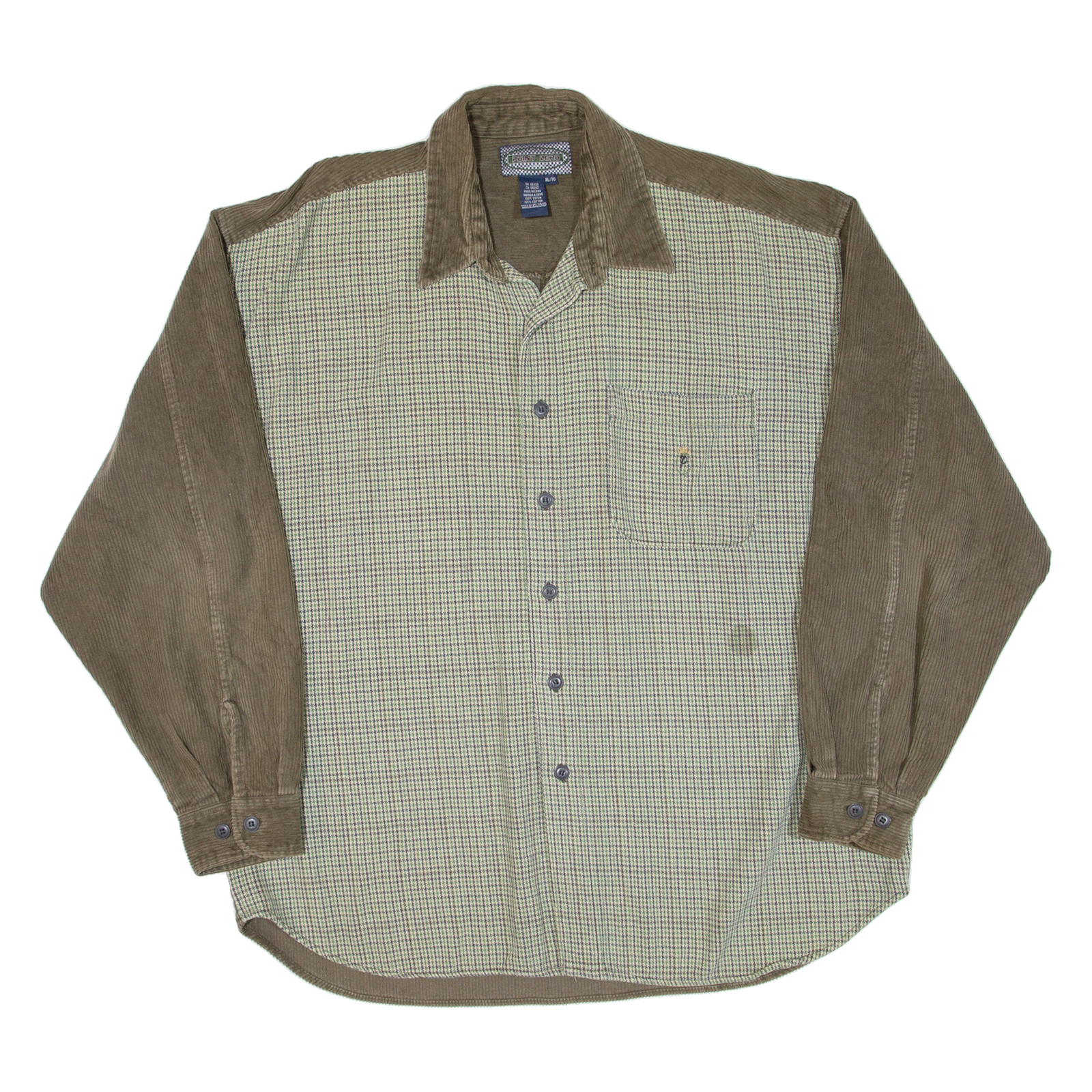 POINT ZERO Mens Corduroy Shirt Green Long Sleeve XL Refurbished - N/A refurbished available on Cerqular