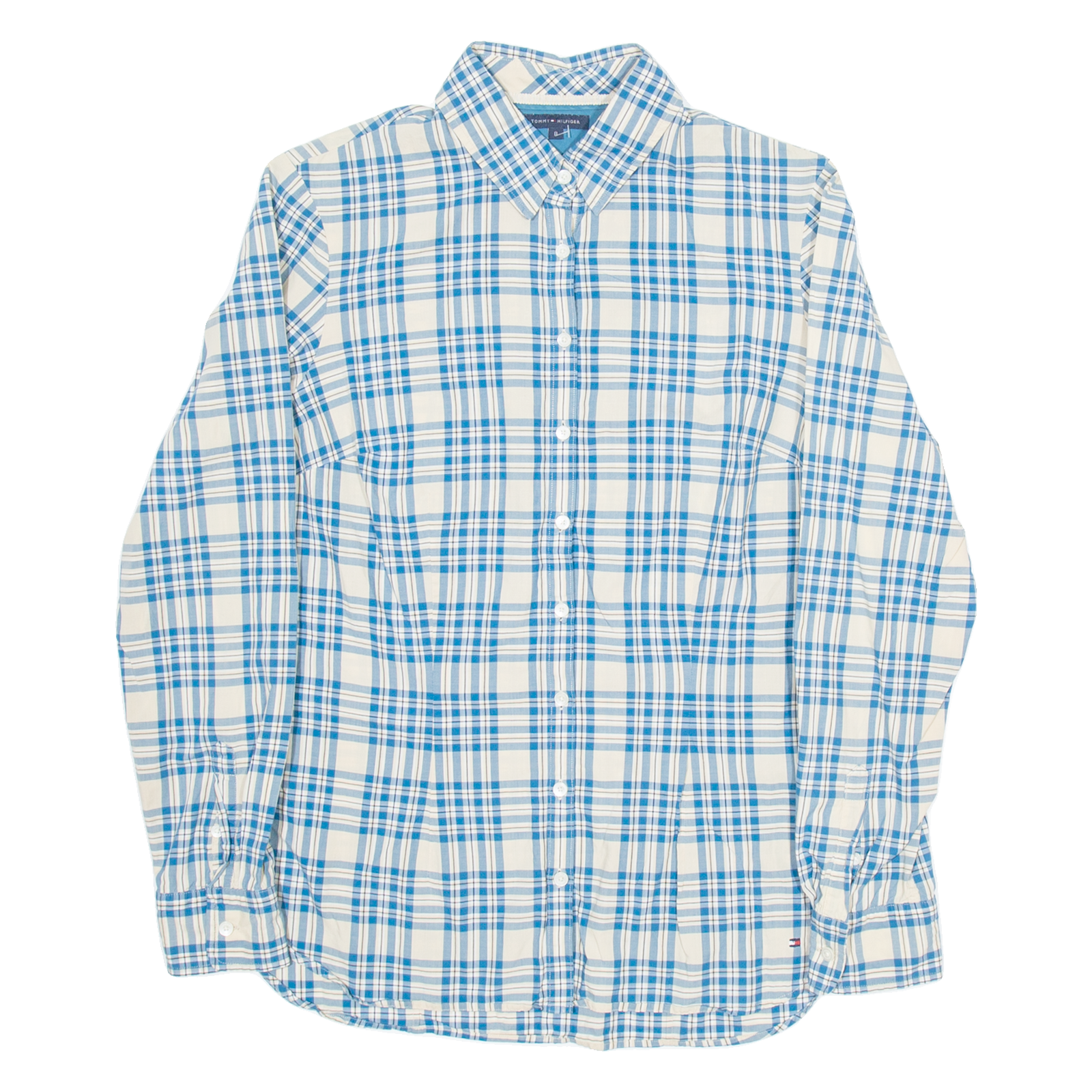 TOMMY HILFIGER Womens Shirt Grey Check Long Sleeve UK 8 Refurbished - N/A refurbished available on Cerqular