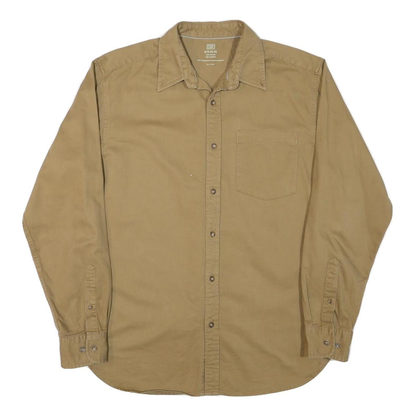 FADED GLORY Mens Beige Shirt Cotton Blend M Casual Button-Down Long Sleeve Refurbished - N/A refurbished available on Cerqular