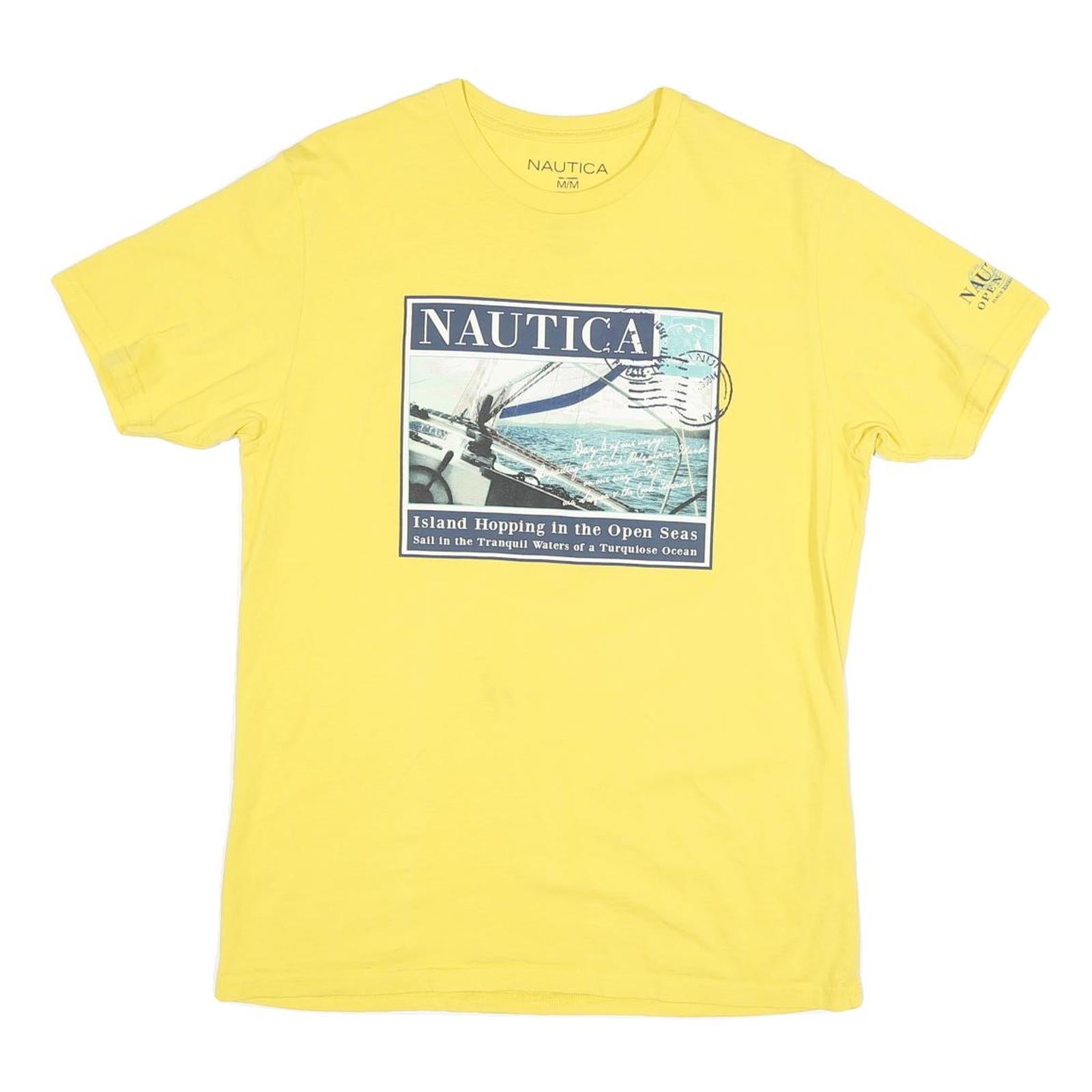 NAUTICA Mens Yellow Graphic T-Shirt M Short Sleeve Crew Neck Island Hopping Refurbished - N/A refurbished available on Cerqular