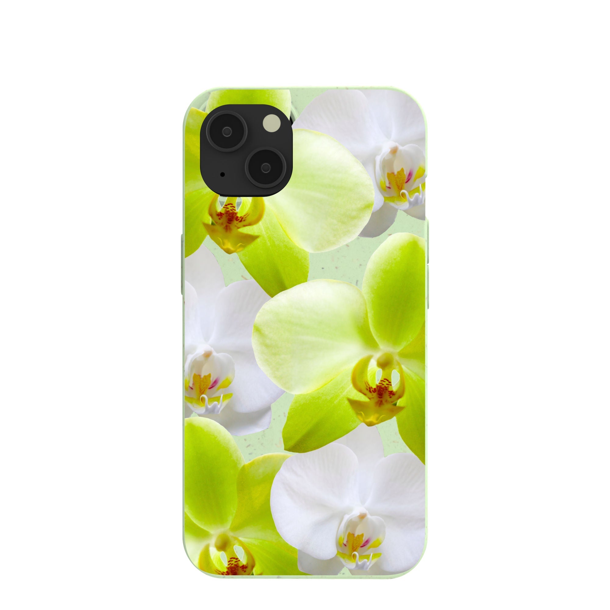 Sage Green Orchid Blooms iPhone 13 Case Refurbished - Pela Case refurbished available on Cerqular