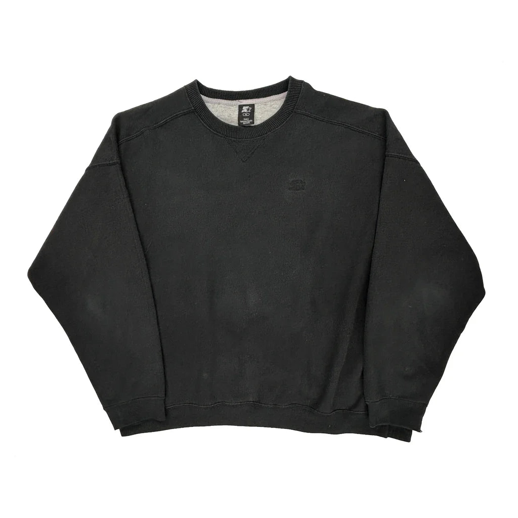 Starter Sweatshirt - XL Black Cotton Blend Refurbished - Thrifted (note: this is a term often used to describe second- refurbished available on Cerqular