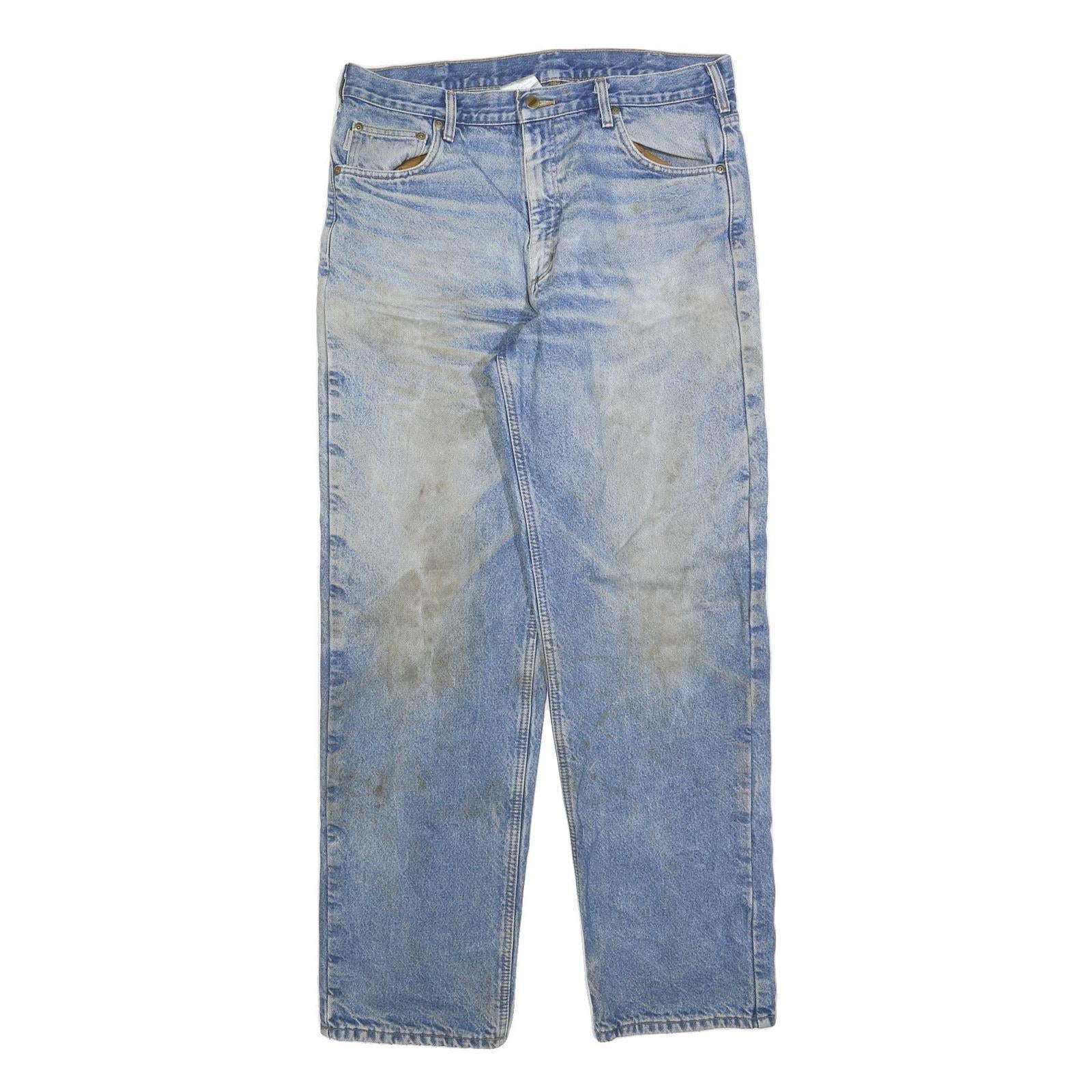 CARHARTT Mens Relaxed Blue Denim Light Jeans W36 L34 Distressed Pocket Zip Refurbished - N/A refurbished available on Cerqular