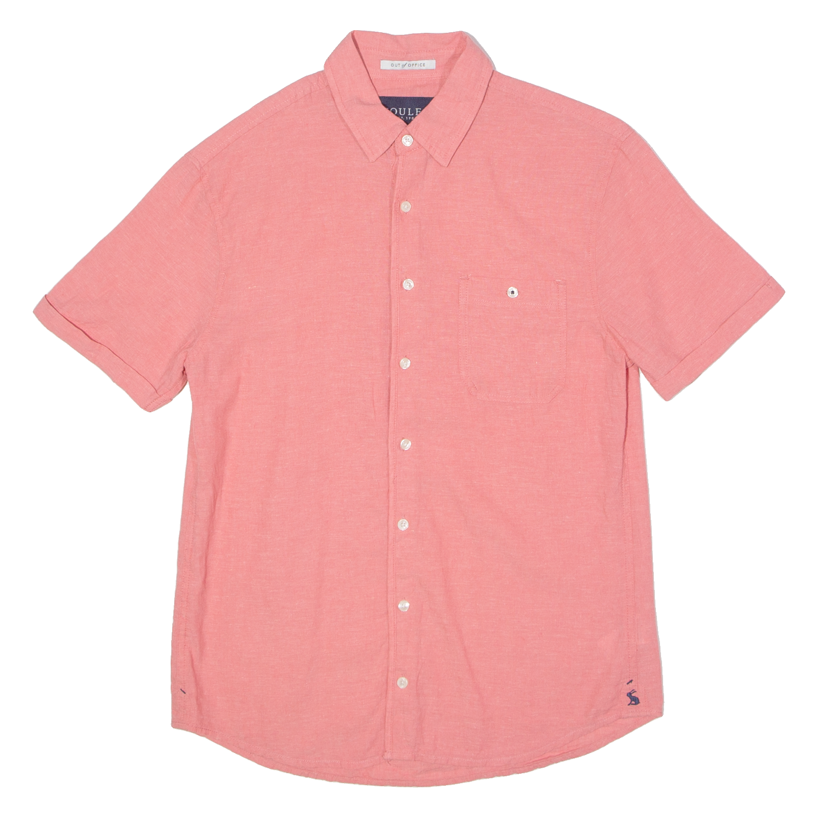 JOULES Out Of Office Mens Plain Shirt Red Linen S Refurbished - N/A refurbished available on Cerqular