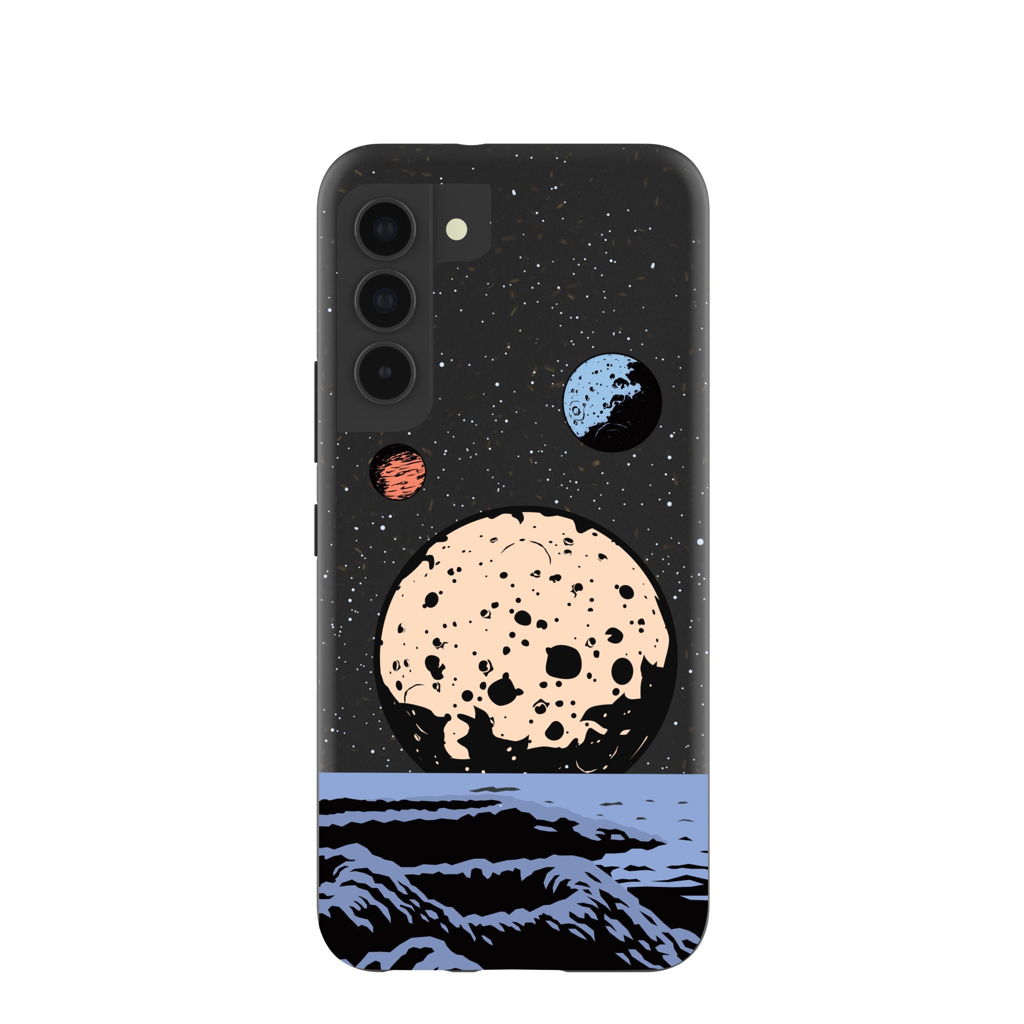 Black Retro Moon Samsung Galaxy S22 Case Refurbished - Pela Case refurbished available on Cerqular