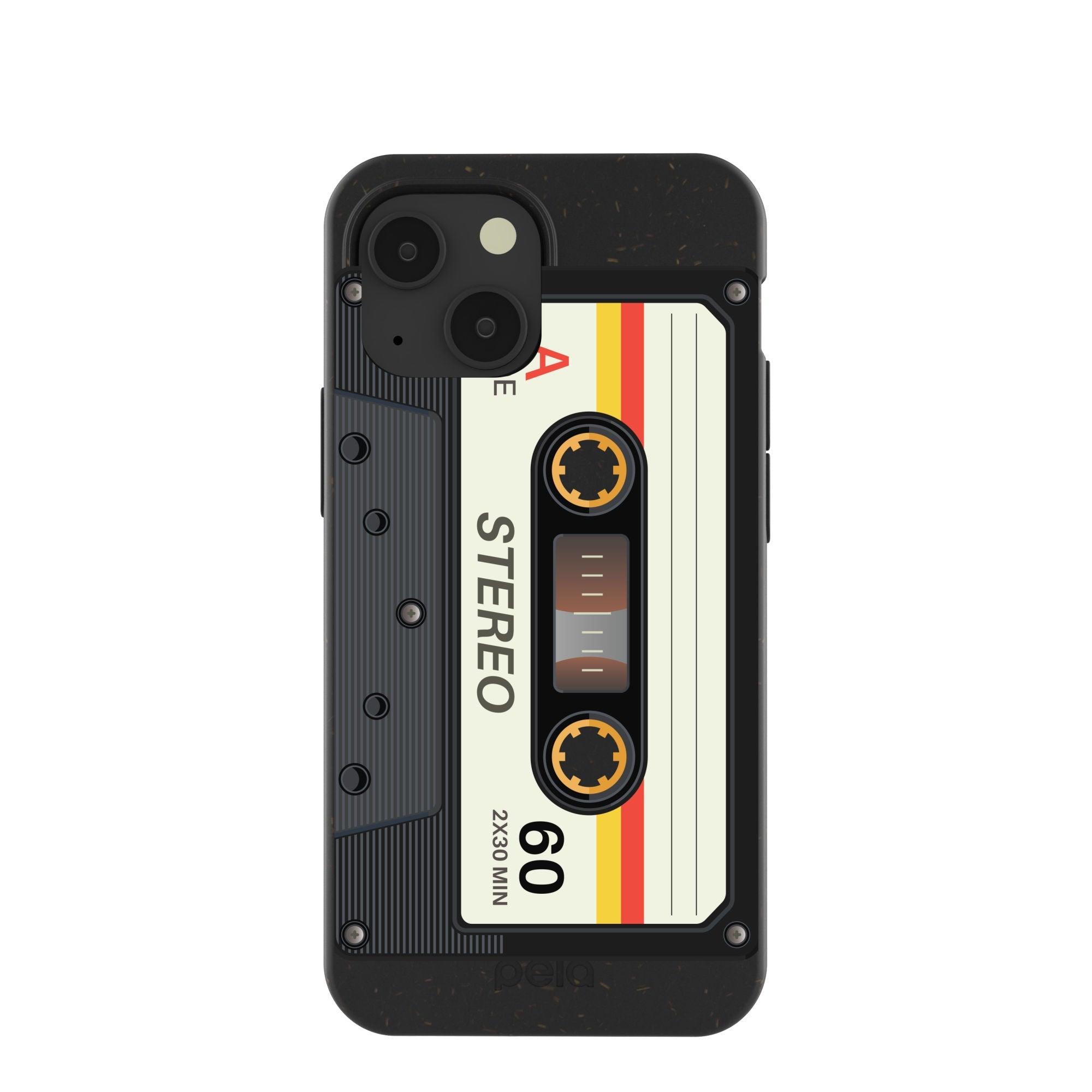 Black Cassette iPhone 13 Mini Case Refurbished - Pela Case refurbished available on Cerqular