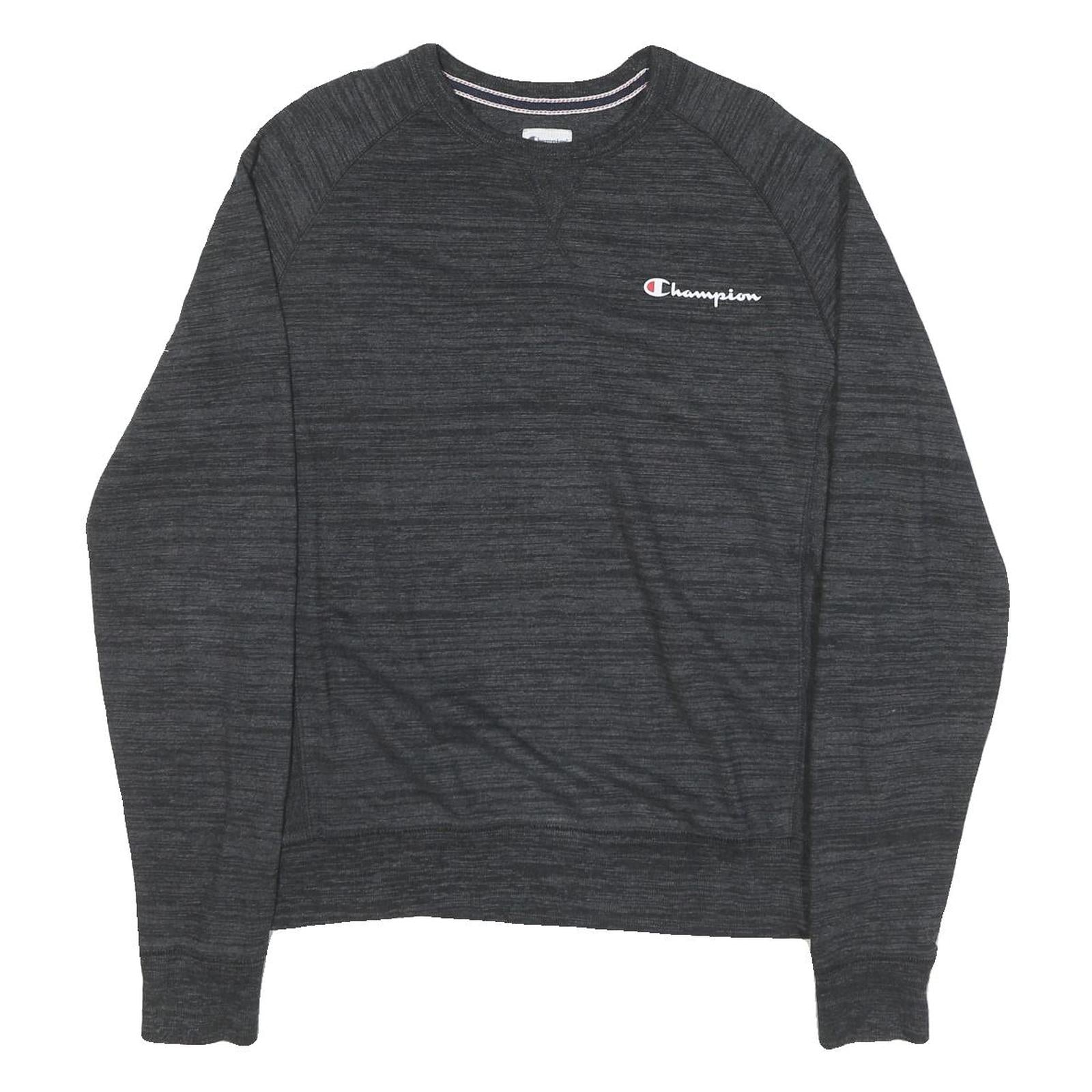 CHAMPION Mens Black Cotton Blend Crew Neck M Logo Sweatshirt Pullover Refurbished - N/A refurbished available on Cerqular