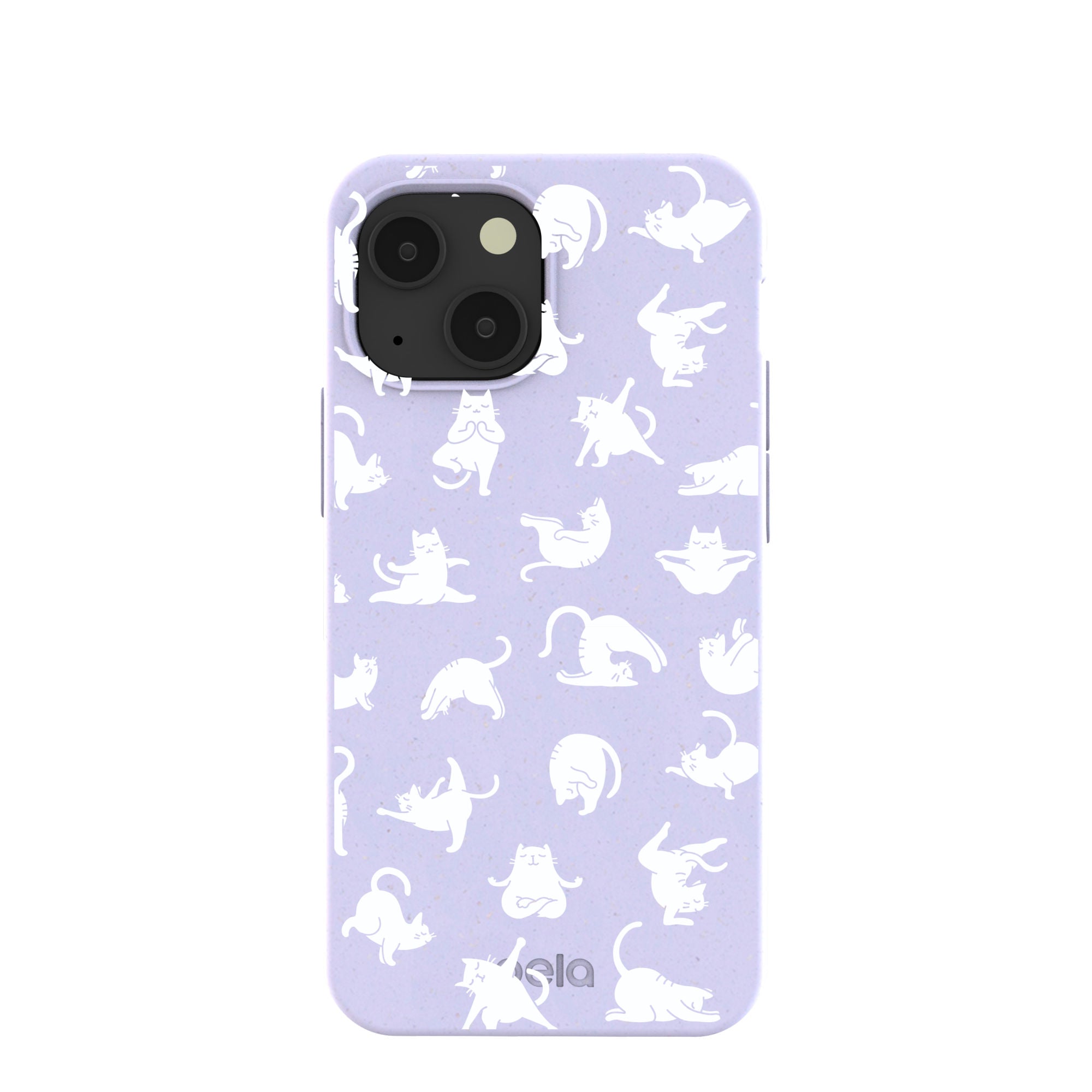 Lavender Yoga Cat iPhone 13 Mini Case Refurbished - Pela Case refurbished available on Cerqular