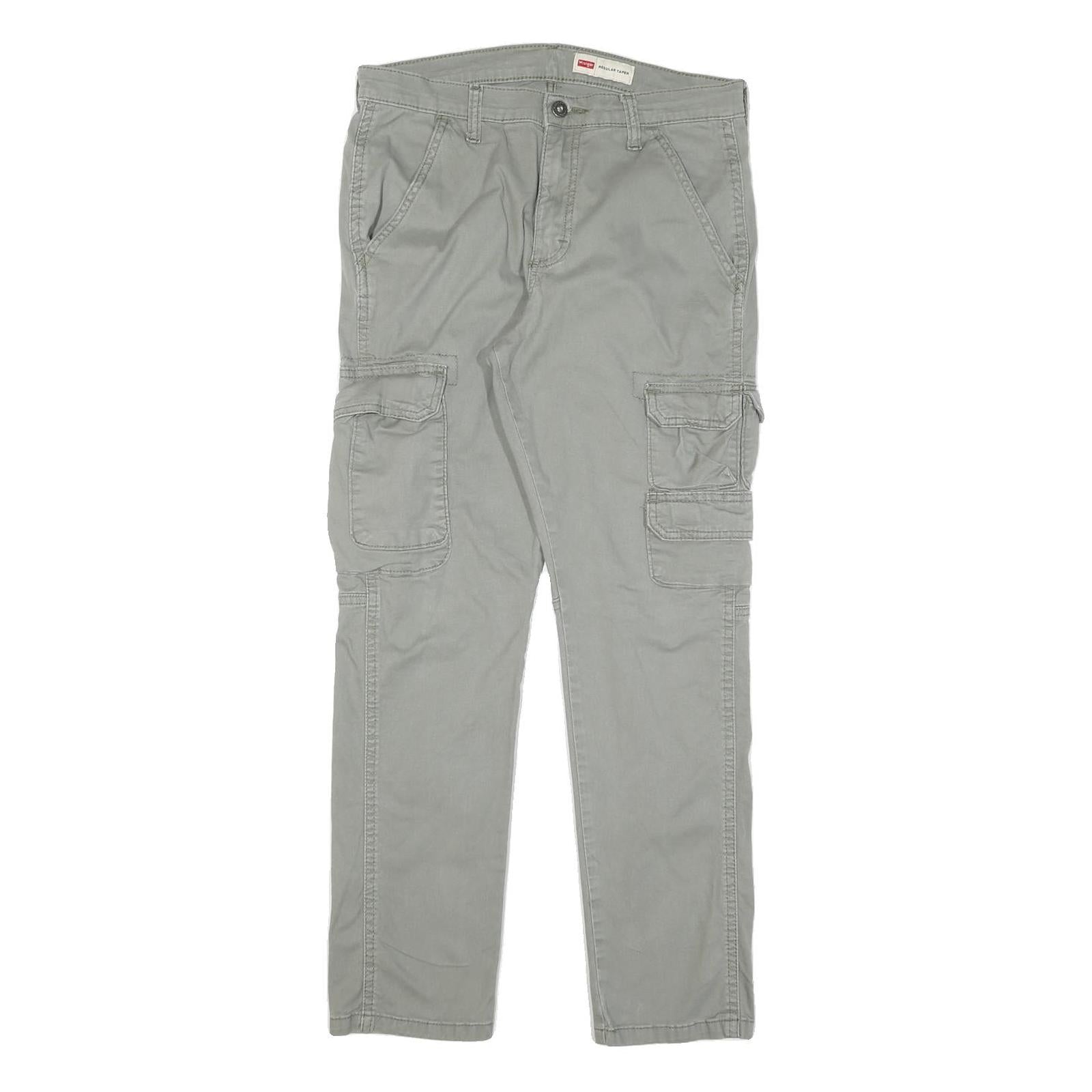 WRANGLER Mens Cotton Grey Slim Straight Trousers W29 L30 Casual Comfort Zip Refurbished - N/A refurbished available on Cerqular