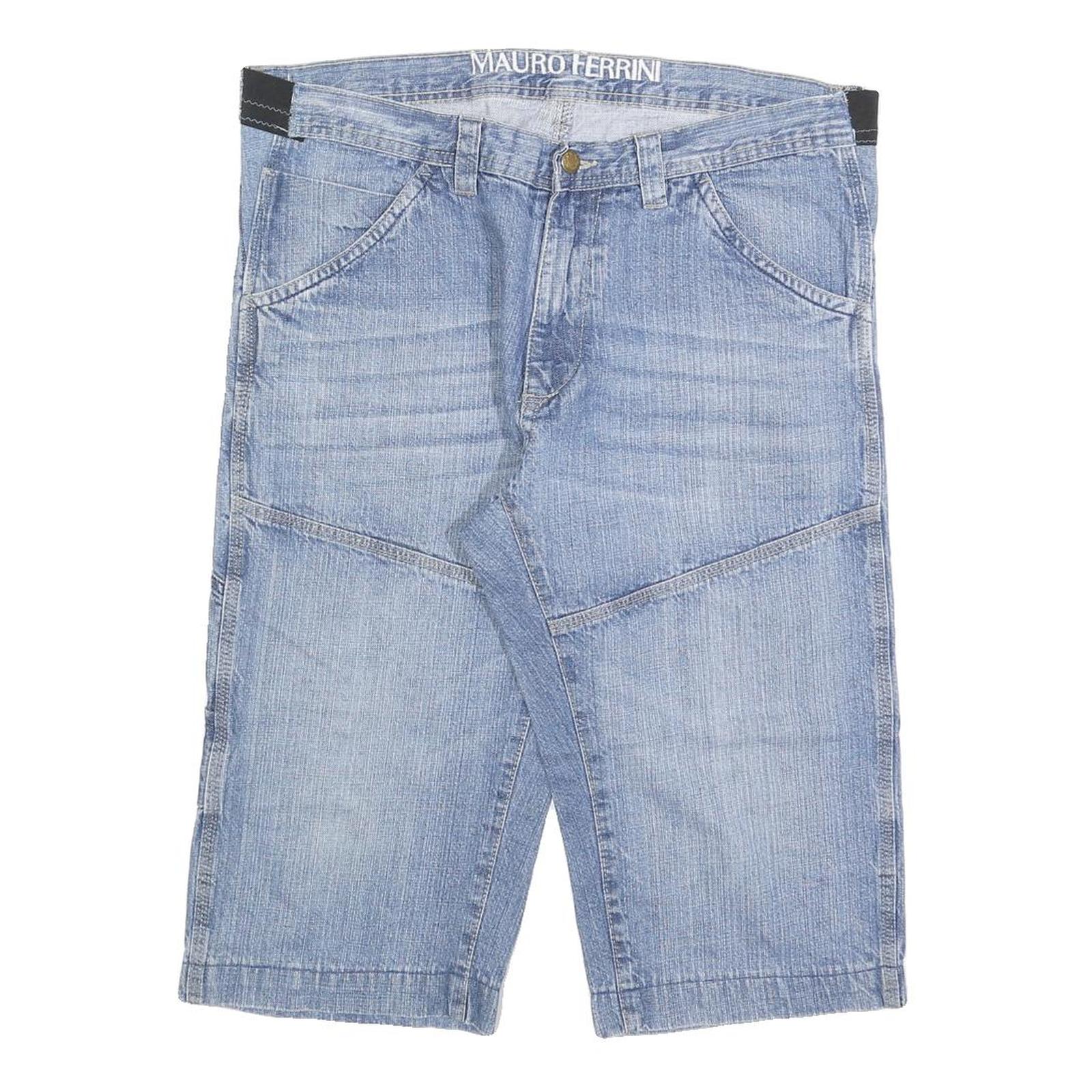 MAURO HERRINI Mens Cotton Blend Blue Casual Denim Shorts XL W38 Stylish Refurbished - N/A refurbished available on Cerqular