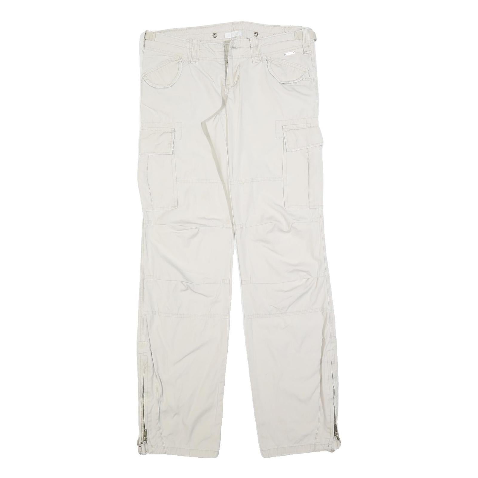 MAKAI Womens Cotton Blend White Regular Fit Cargo Trousers W32 L34 Zip Pockets Refurbished - N/A refurbished available on Cerqular