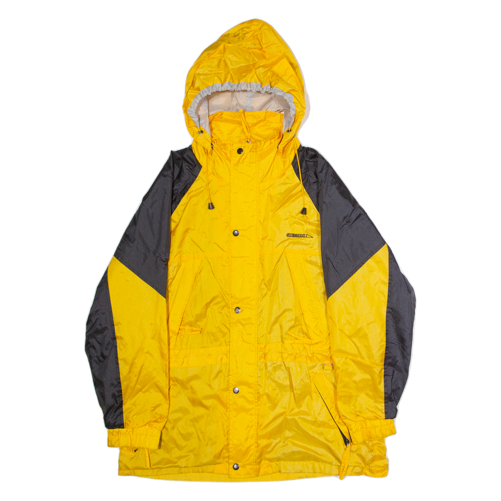 SKIBRUCK Mens Raincoat Yellow Nylon 90s Hooded Colourblock M Refurbished - N/A refurbished available on Cerqular