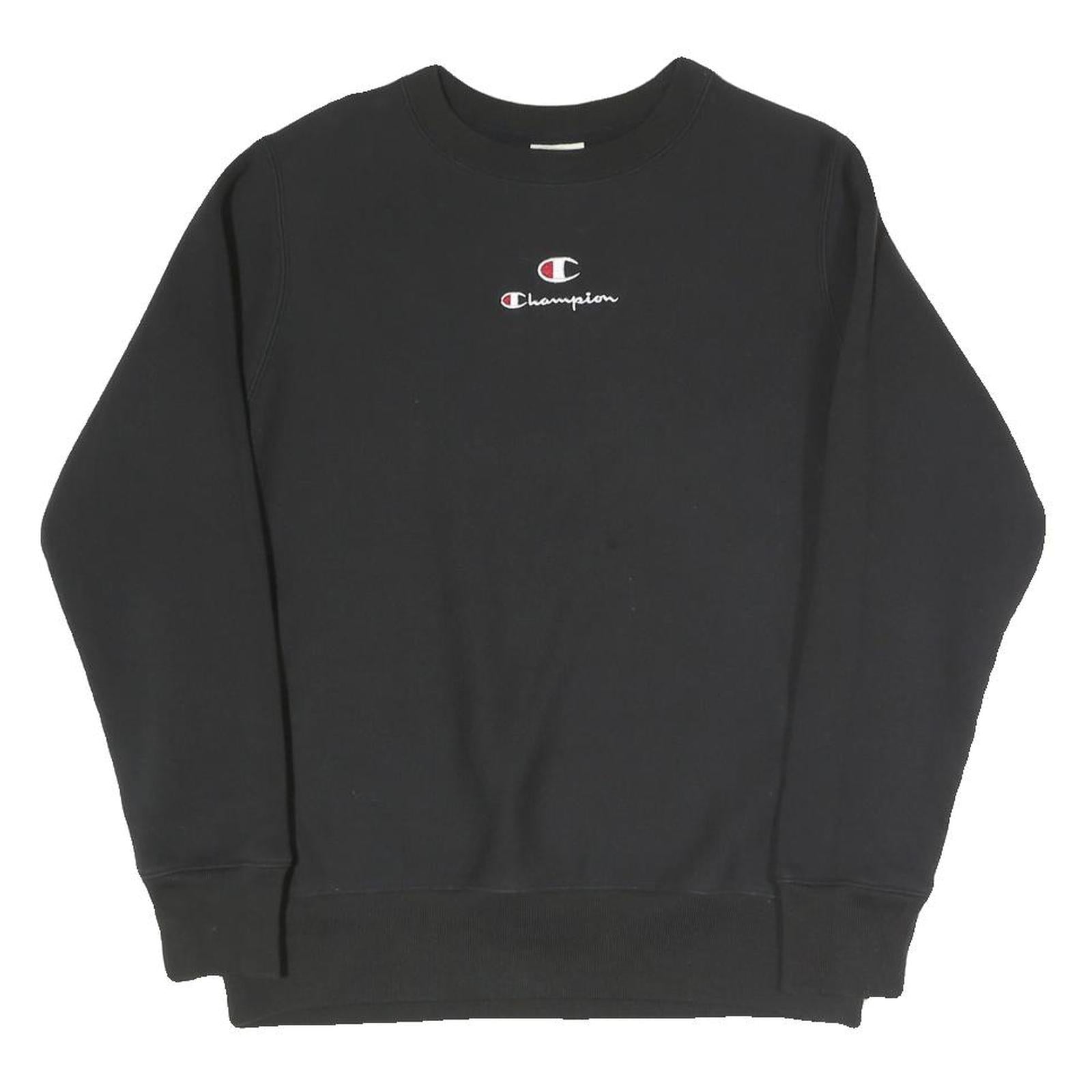 CHAMPION Mens Black Crew Neck XS Cotton Blend Pullover Sweatshirt Embroidered Refurbished - N/A refurbished available on Cerqular