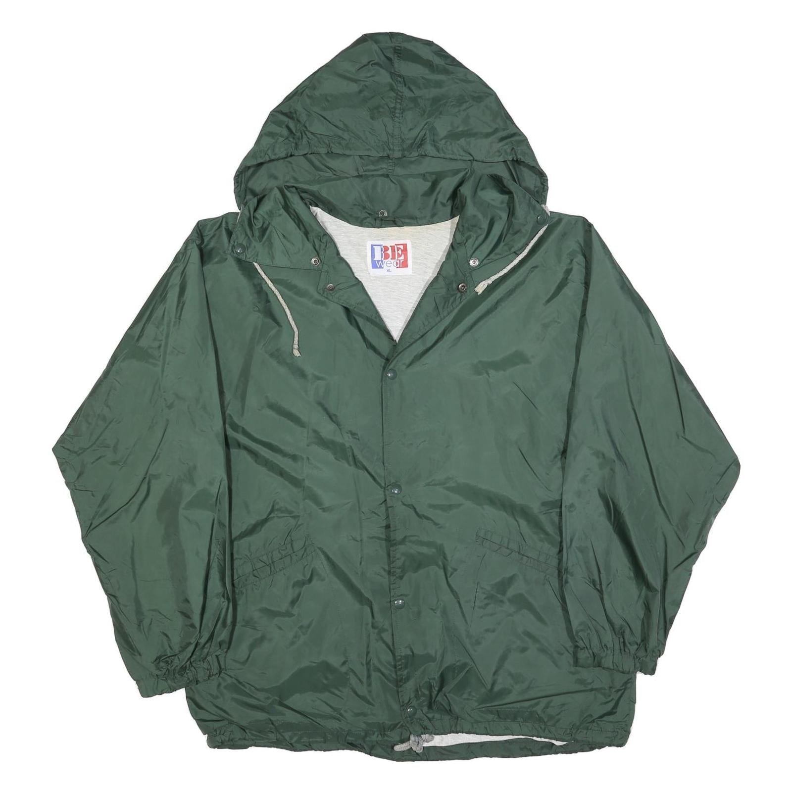 BE WEAR Mens Green Outdoor Jacket XL Polyester Blend Plain Button Closure Hooded Refurbished - N/A refurbished available on Cerqular