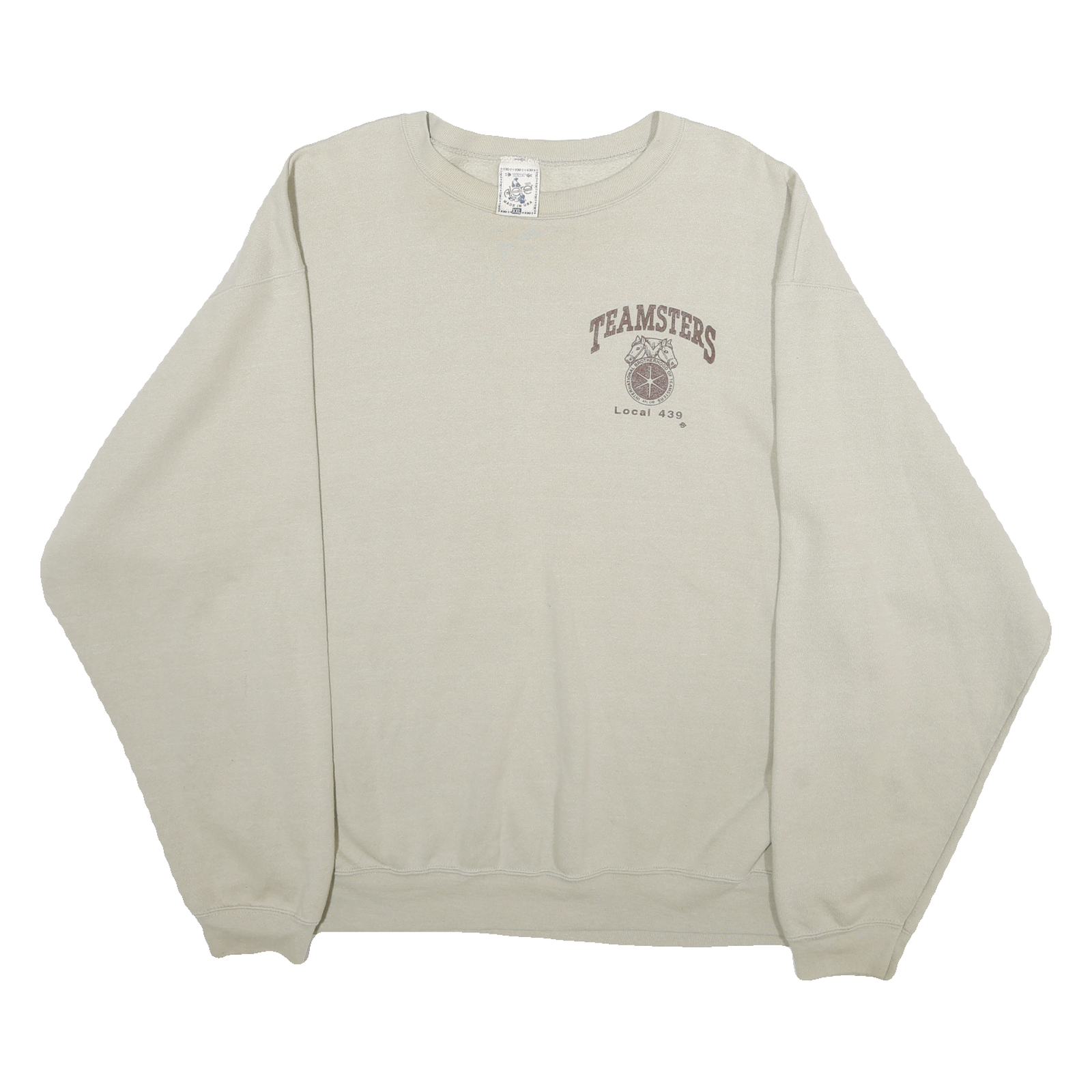 ALORE Mens Beige Teamsters Crew Neck 2XL Cotton Blend Sweatshirt Casual Refurbished - N/A refurbished available on Cerqular