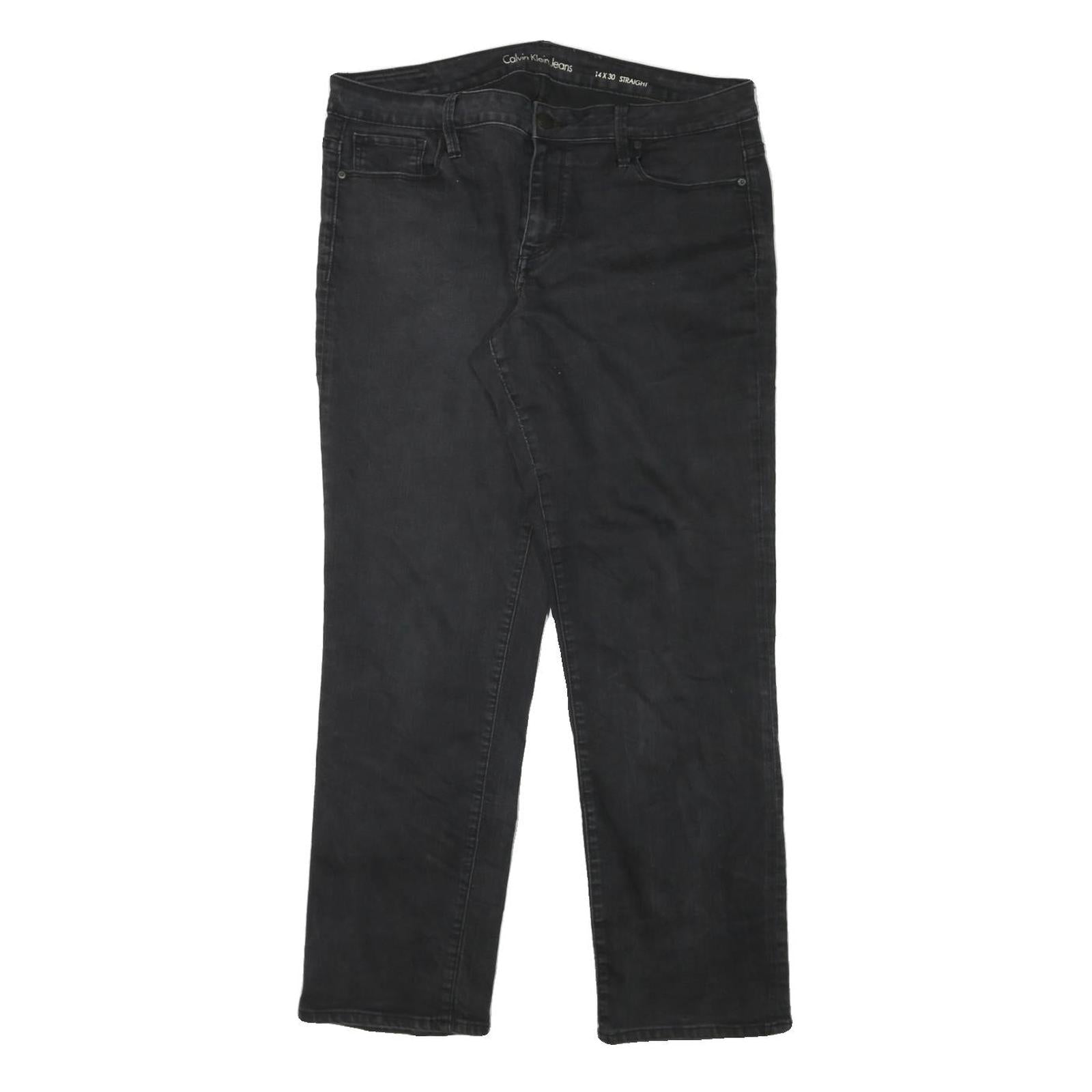 CALVIN KLEIN JEANS Womens Black Regular Straight Denim Dark W34 L28 Zip Casual Refurbished - N/A refurbished available on Cerqular
