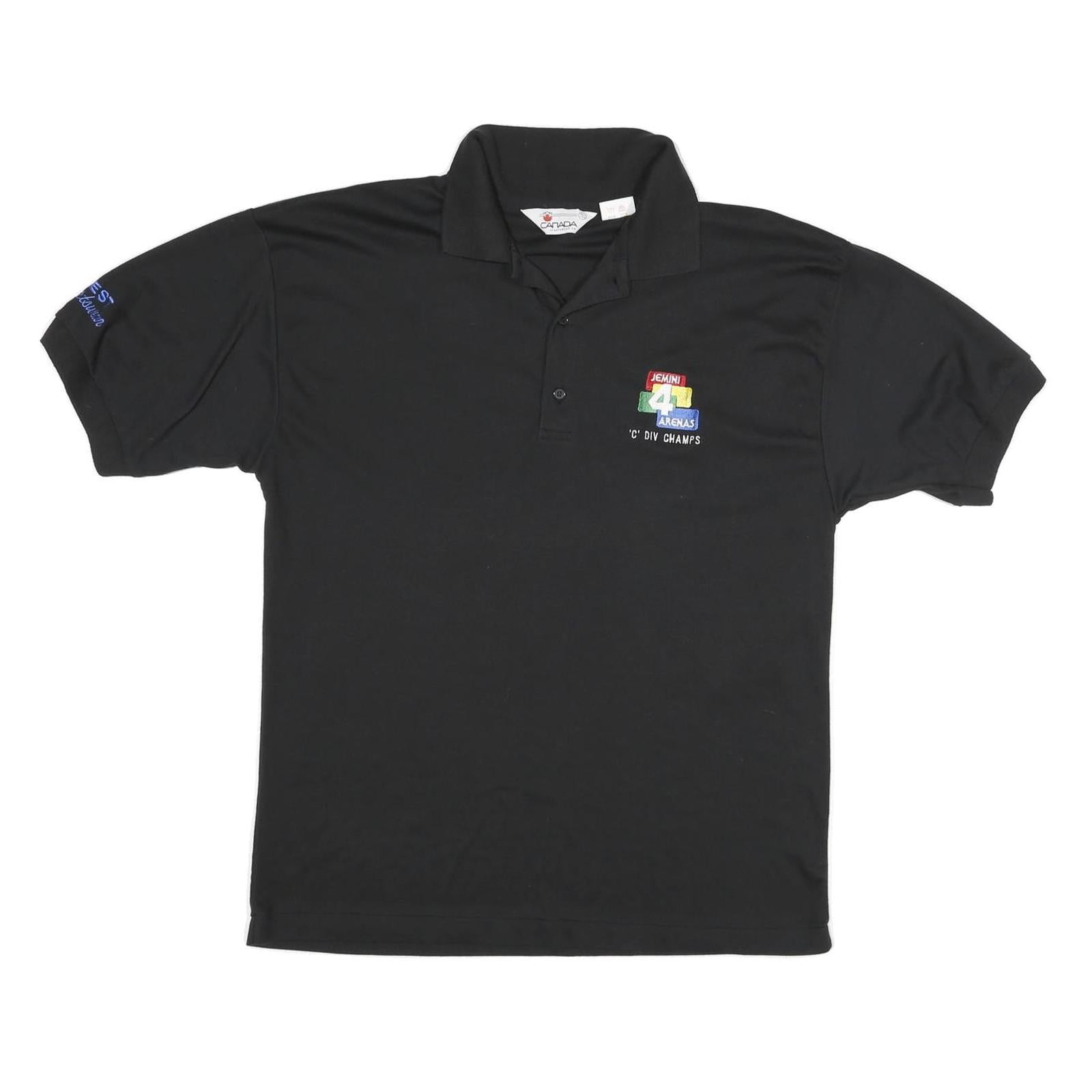 CANADA Mens Black Short Sleeve Plain XL Cotton Blend Polo Shirt Hockey Print Refurbished - N/A refurbished available on Cerqular