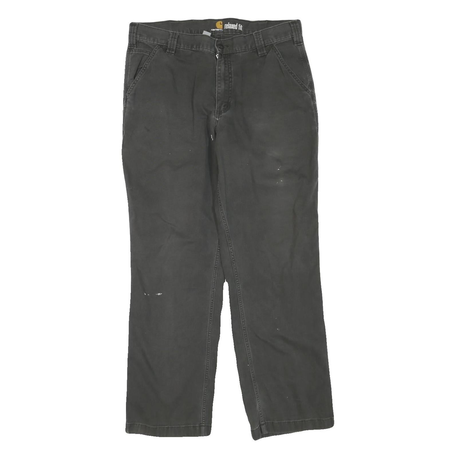 CARHARTT Mens Cotton Blend Black Regular Straight Trousers W36 L29 Workwear Zip Refurbished - N/A refurbished available on Cerqular