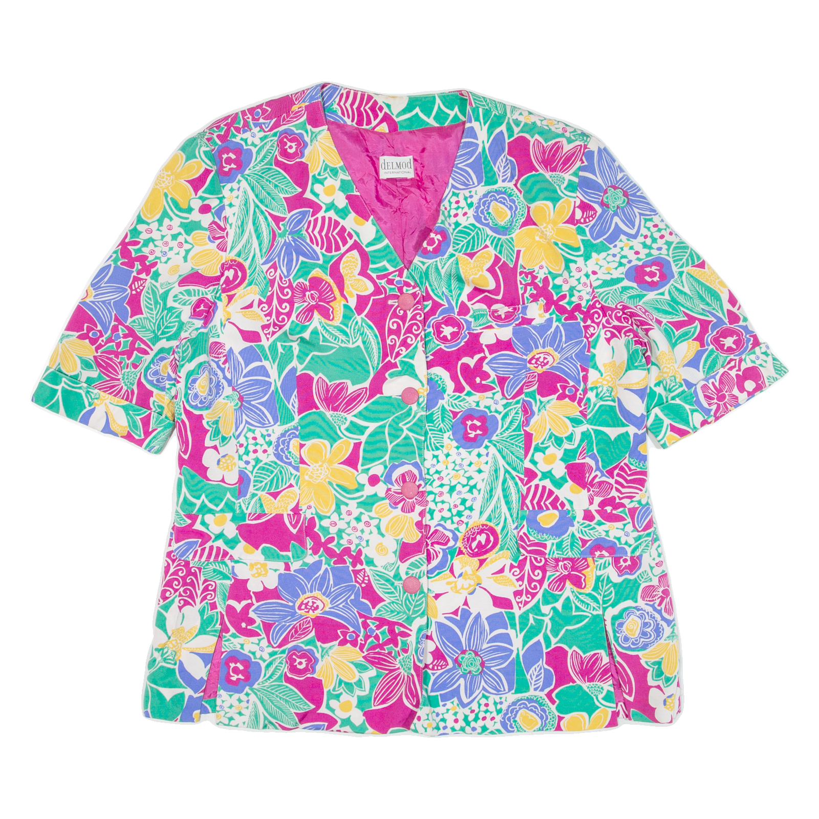 DELMOD Womens Jacket Pink Floral XL Refurbished - N/A refurbished available on Cerqular