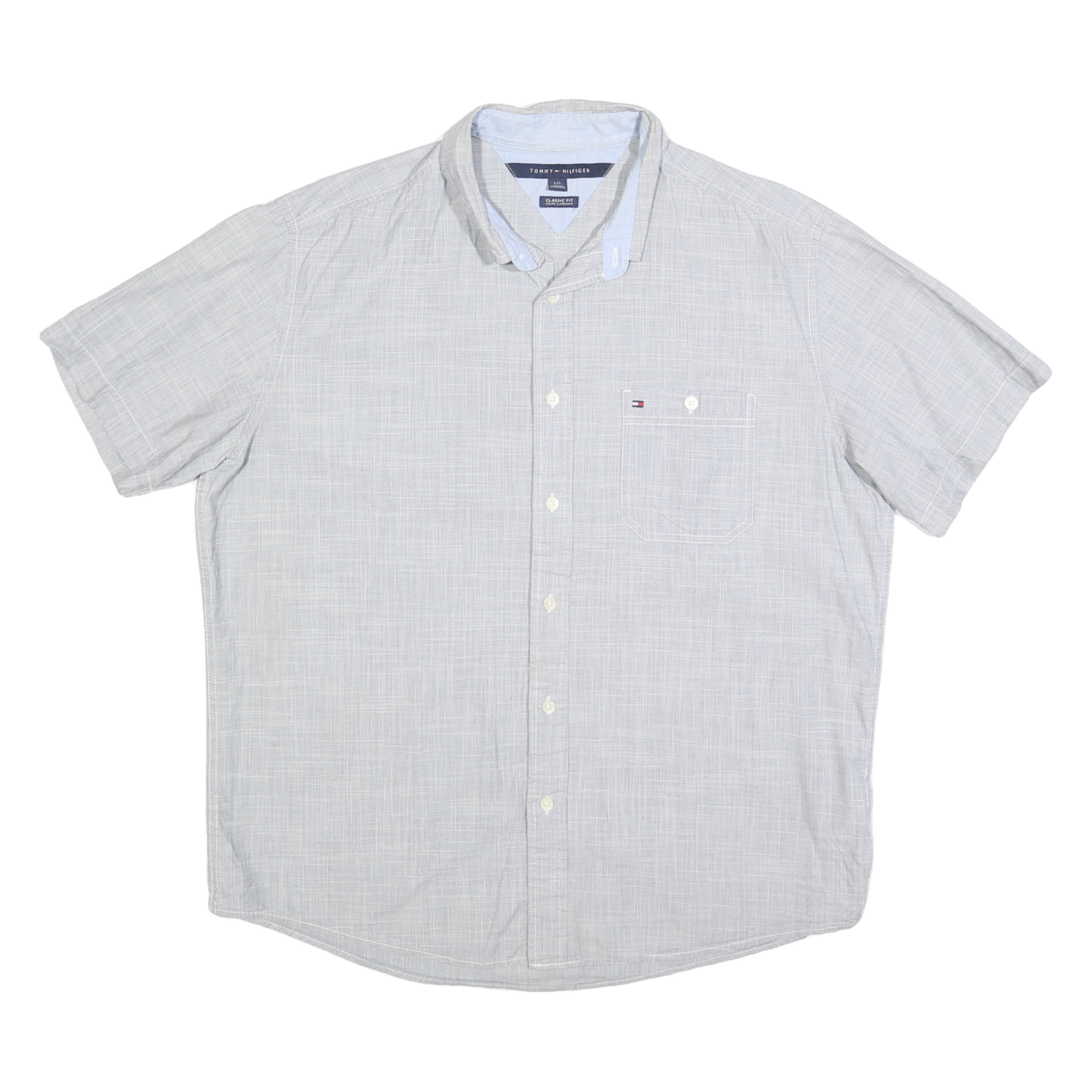 TOMMY HILFIGER Mens Light Grey Cotton Blend Shirt L Classic Fit Casual Refurbished - N/A refurbished available on Cerqular