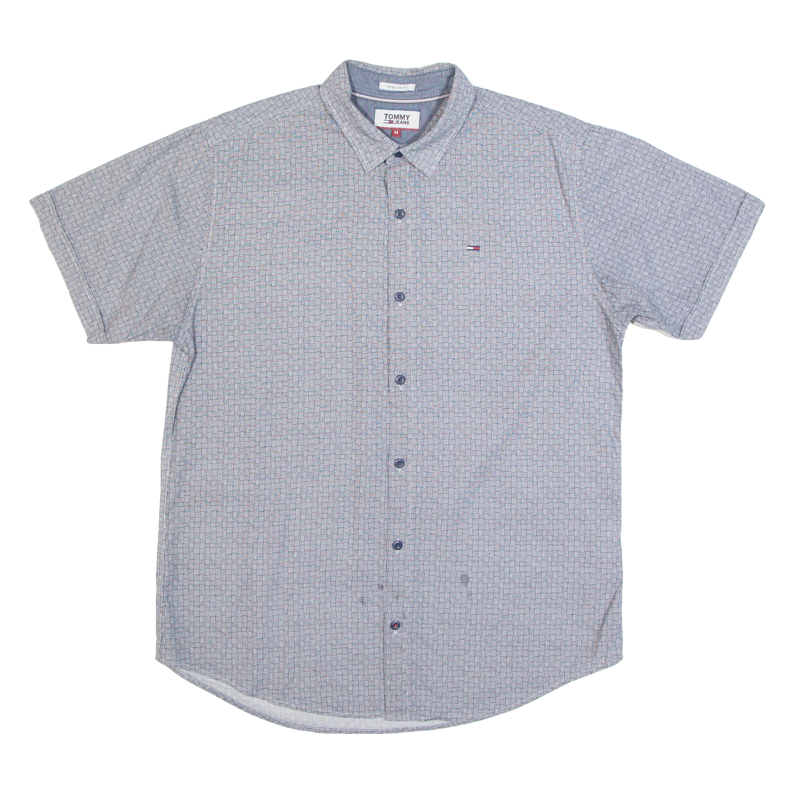 TOMMY HILFIGER JEANS Weave Mens Shirt Blue Geometric M Refurbished - N/A refurbished available on Cerqular