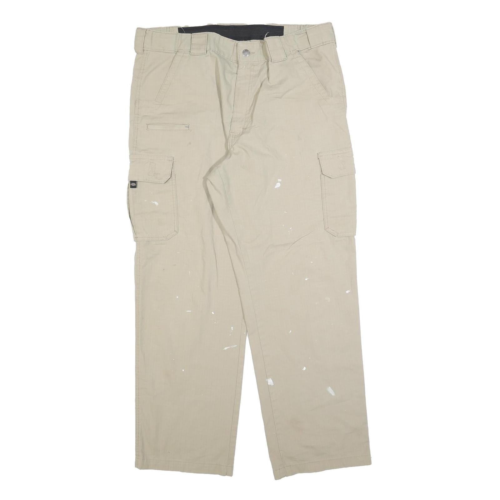DICKIES Mens Relaxed Beige Workwear Cargo Trousers W38 L32 Durable Zip Closure Refurbished - N/A refurbished available on Cerqular