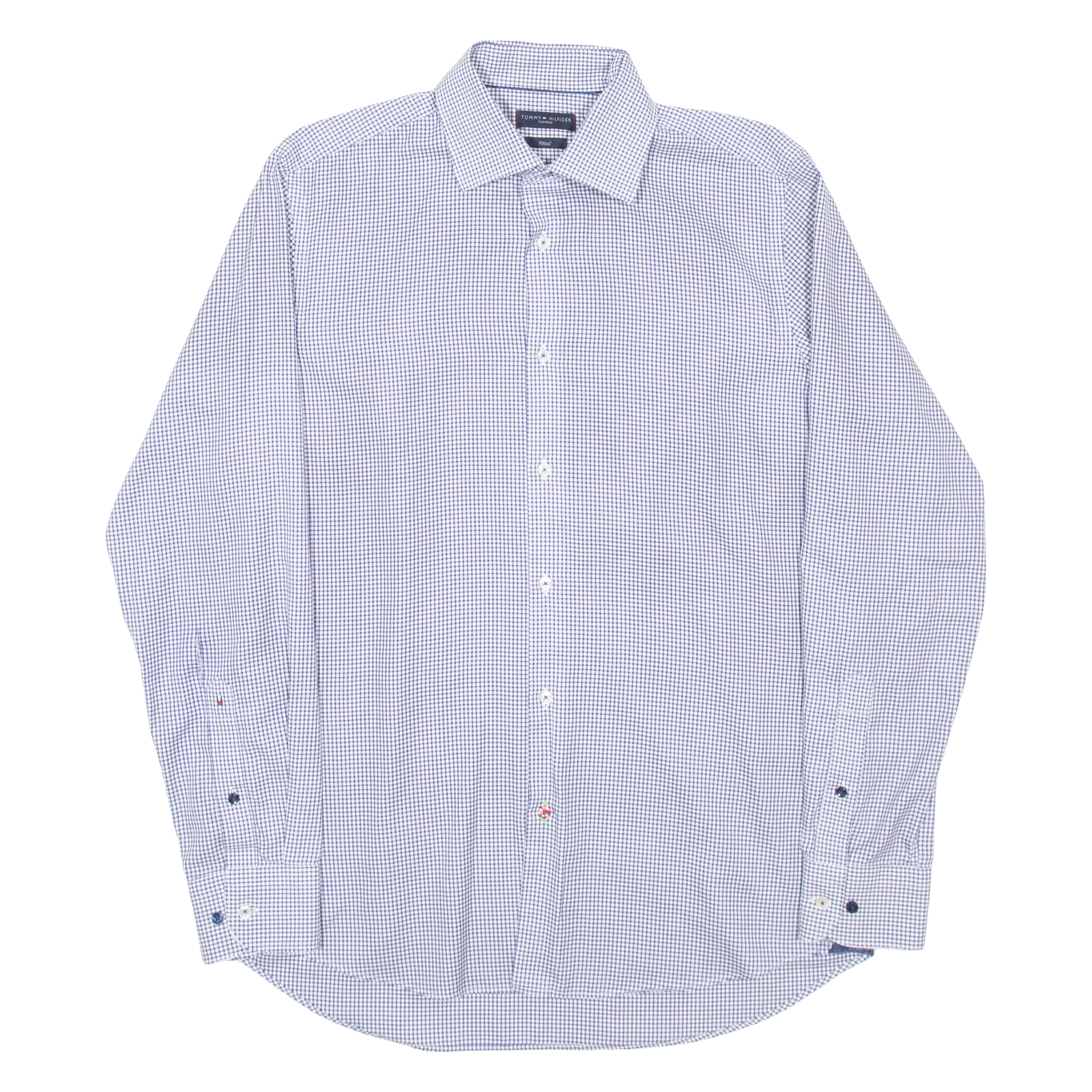 TOMMY HILFIGER Fitted Mens Shirt Blue Check Long Sleeve M Refurbished - N/A refurbished available on Cerqular