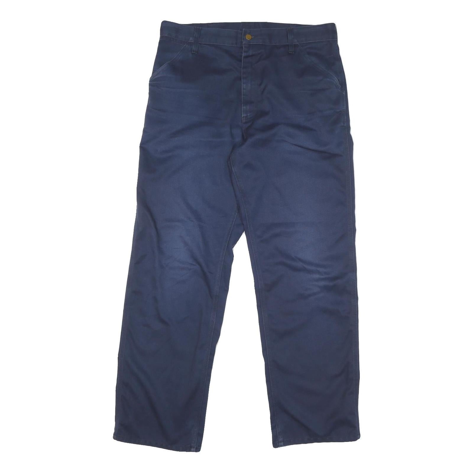 CARHARTT Mens Regular Fit Blue Cotton Blend Trousers W36 L32 Workwear Zip Refurbished - N/A refurbished available on Cerqular