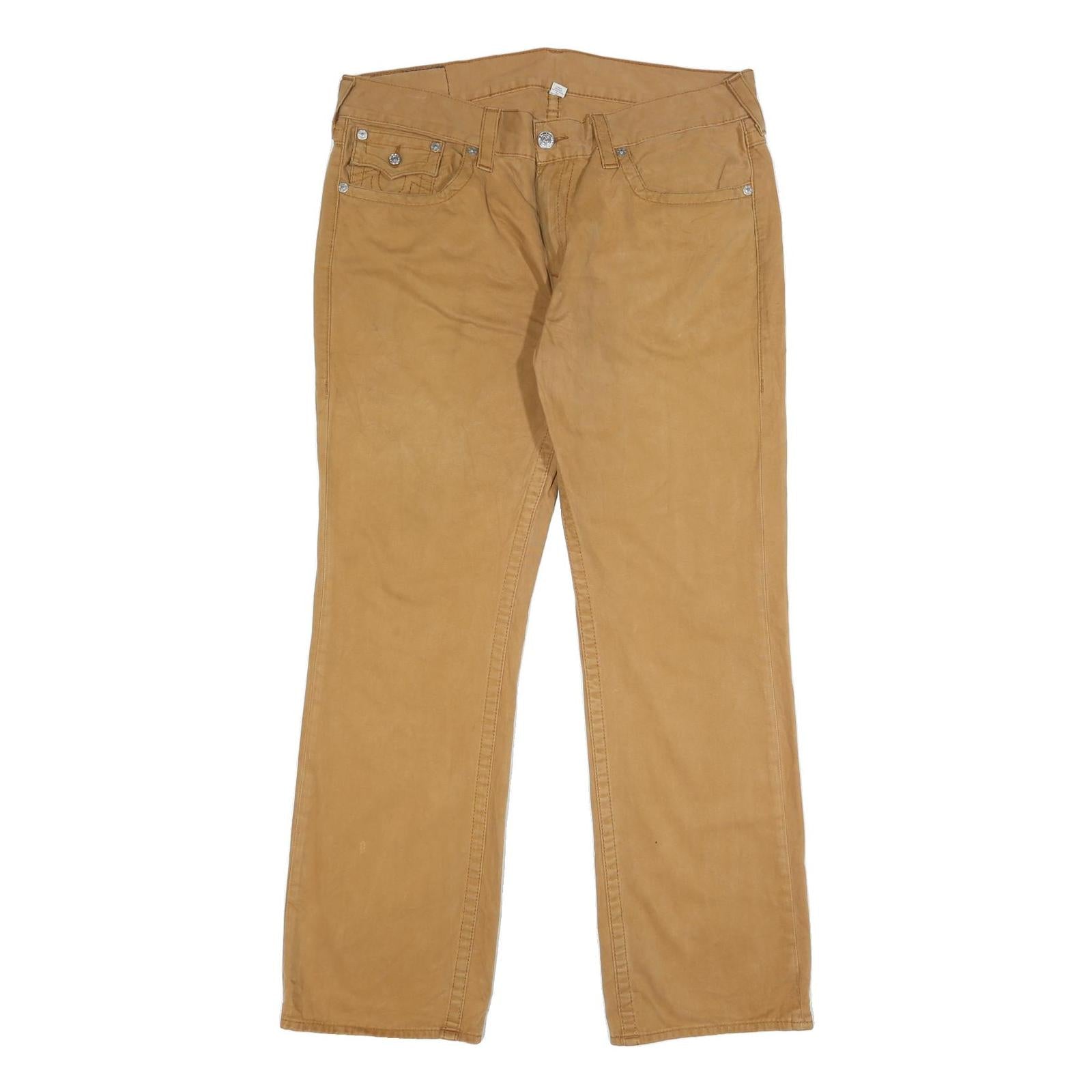 TRUE RELIGION Mens Cotton Beige Relaxed Straight Trousers W38 L33 Casual Pocket Refurbished - N/A refurbished available on Cerqular