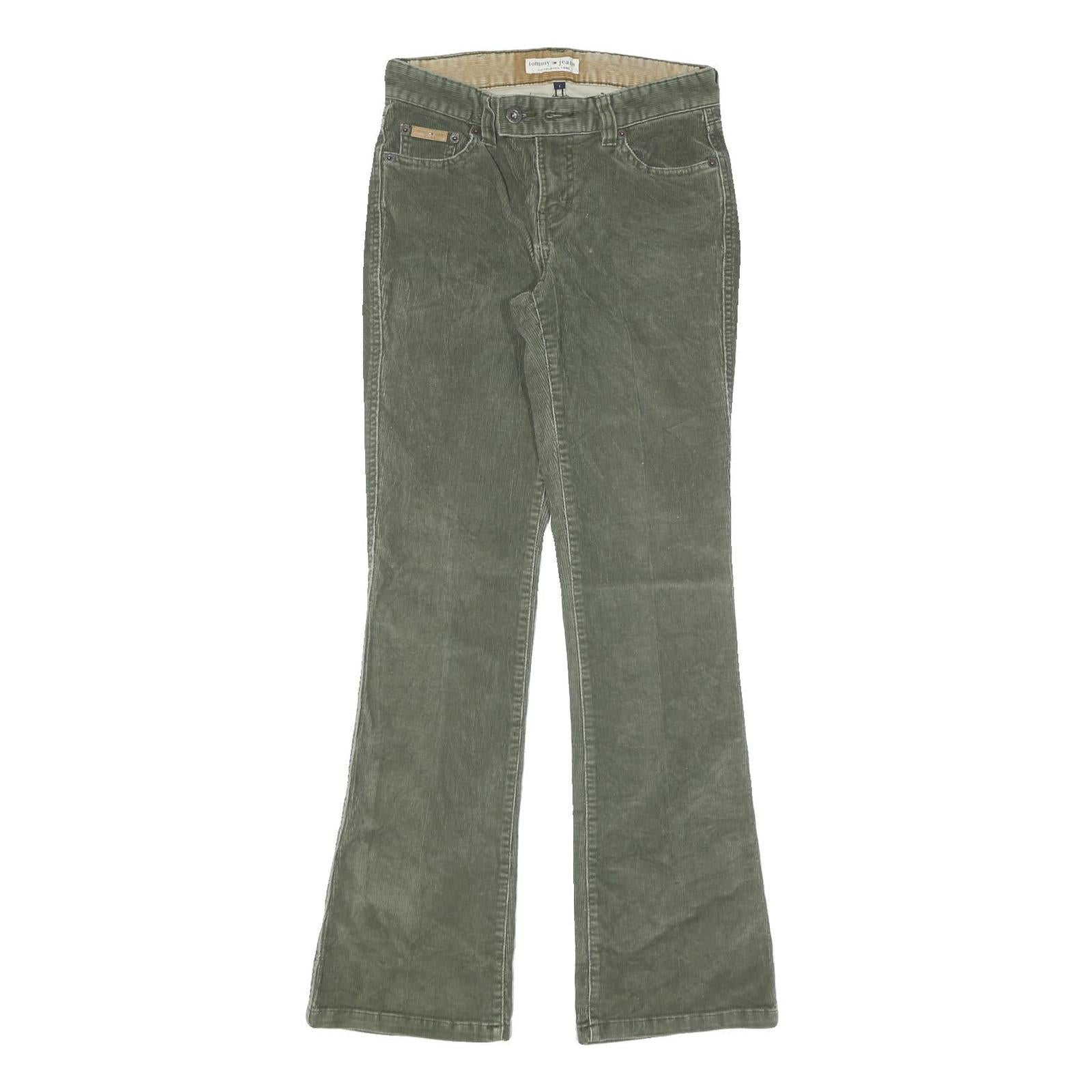 TOMMY HILFIGER Womens Cotton Blend Green Regular Flared Trousers W27 L31 Refurbished - N/A refurbished available on Cerqular