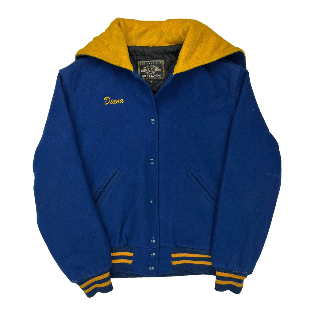 Holloway Varsity Jacket - Small Blue Wool Refurbished - Thrifted (note: this is a term often used to describe second- refurbished available on Cerqular