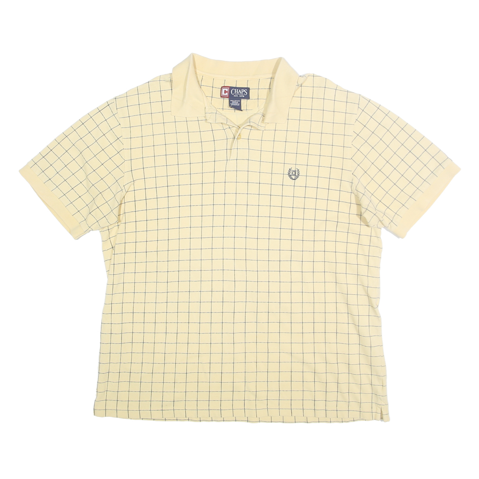 CHAPS Mens Yellow Checked Polo Shirt XL Cotton Short Sleeve Classic Fit Refurbished - N/A refurbished available on Cerqular